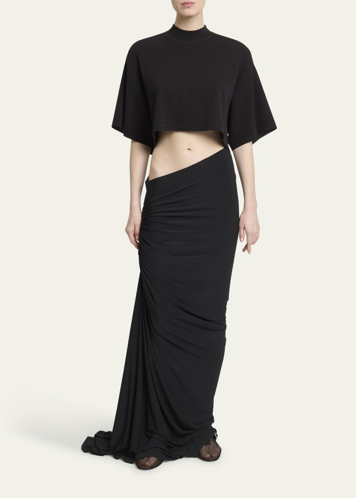 スカート Alaia  Long draped skirt ALAIA Ruched Long Skirt - Bergdorf Goodman