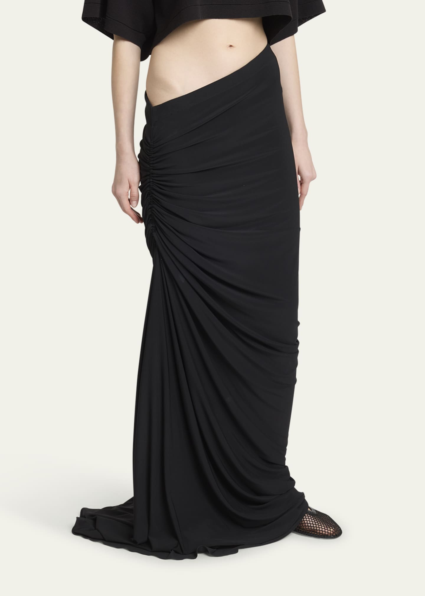 スカート Alaia  Long draped skirt ALAIA Ruched Long Skirt - Bergdorf Goodman