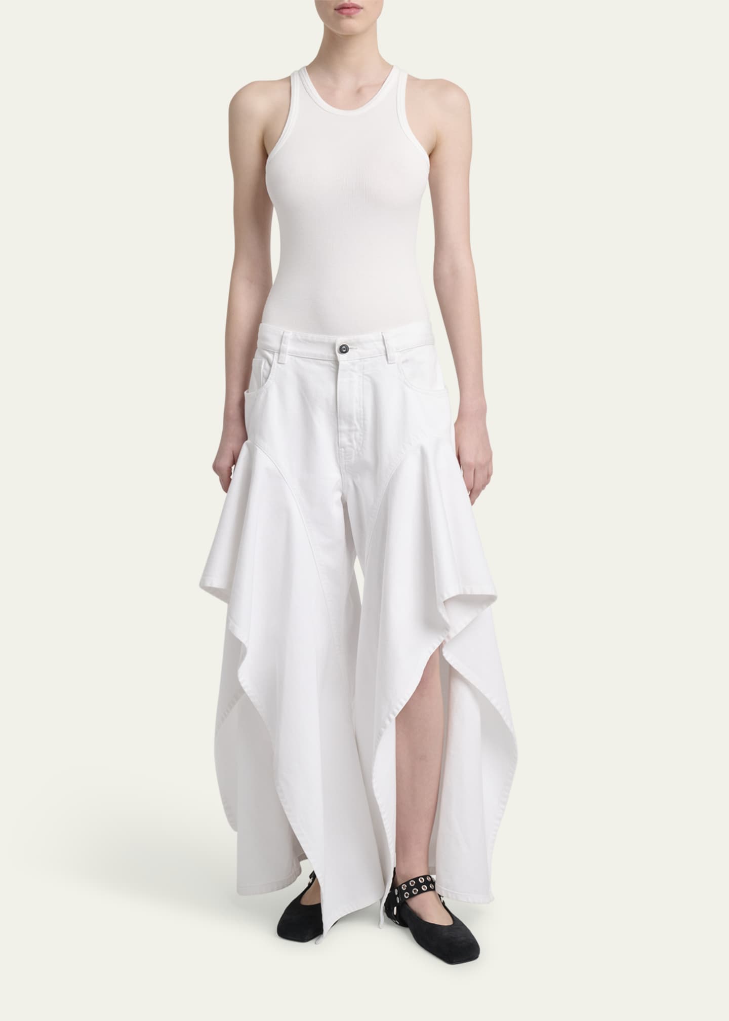ALAIA Ruffle Slit Jeans Image 2 of 5