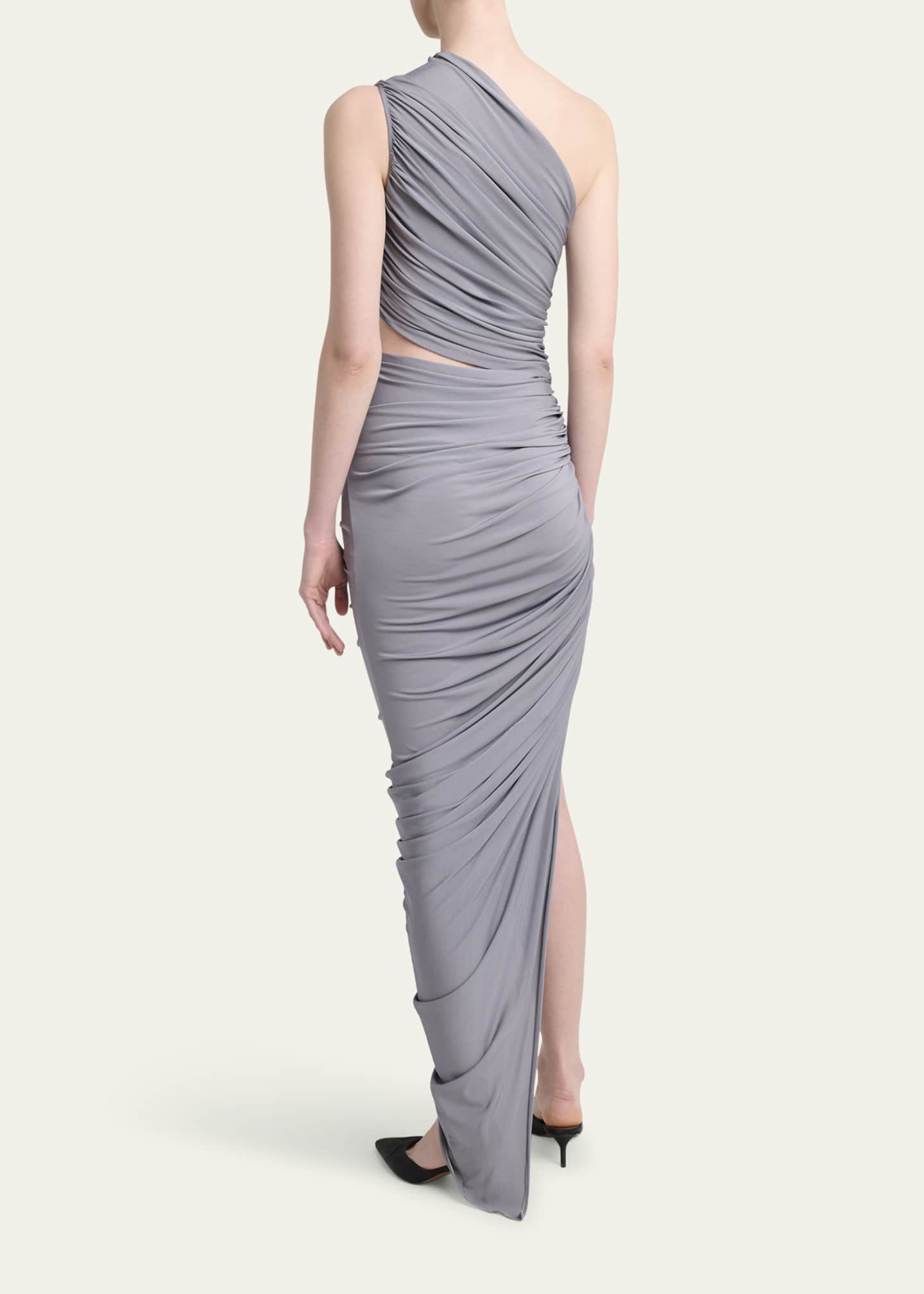 ALAIA Asymmetric Ruched Cutout Midi Dress Image 3 of 5