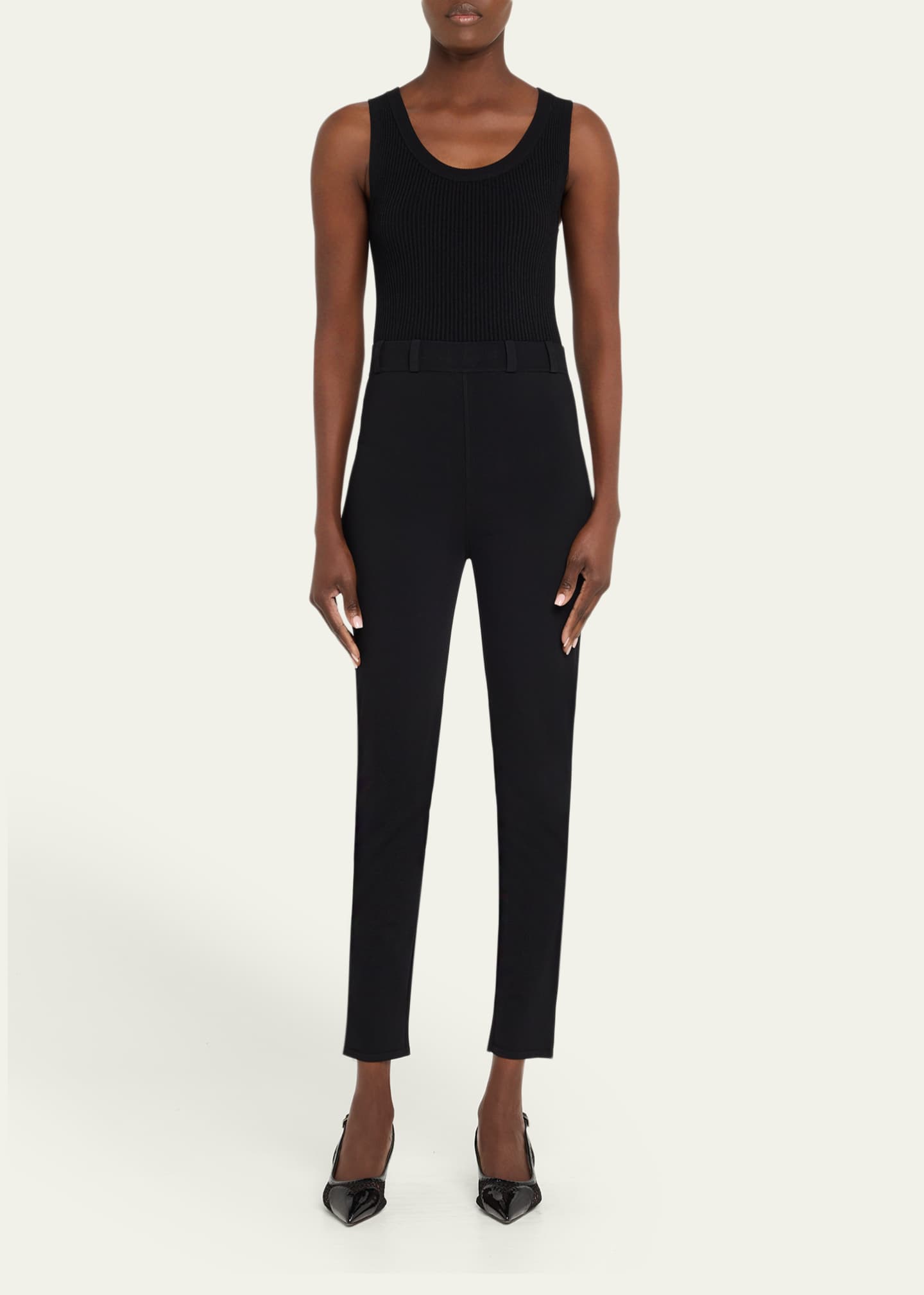 ALAIA Belt-Loop Ankle Leggings Image 2 of 5
