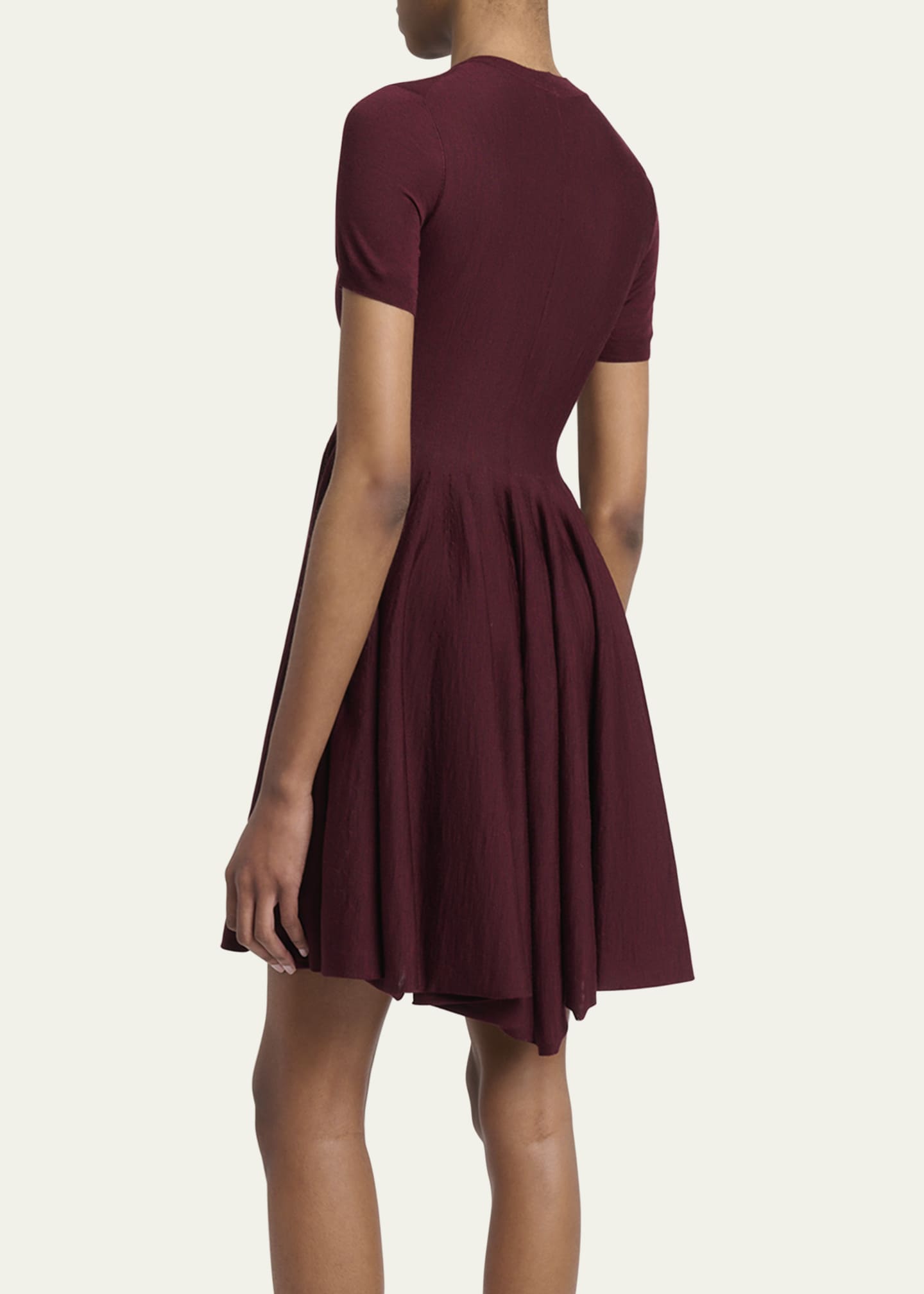 ALAIA Short-Sleeve Fit-&-Flare Mini Dress Image 3 of 5