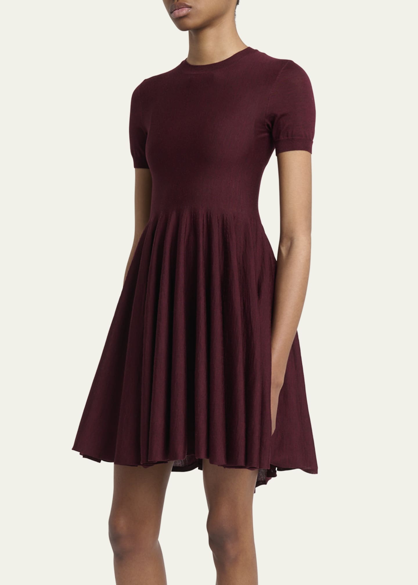 ALAIA Short-Sleeve Fit-&-Flare Mini Dress Image 4 of 5