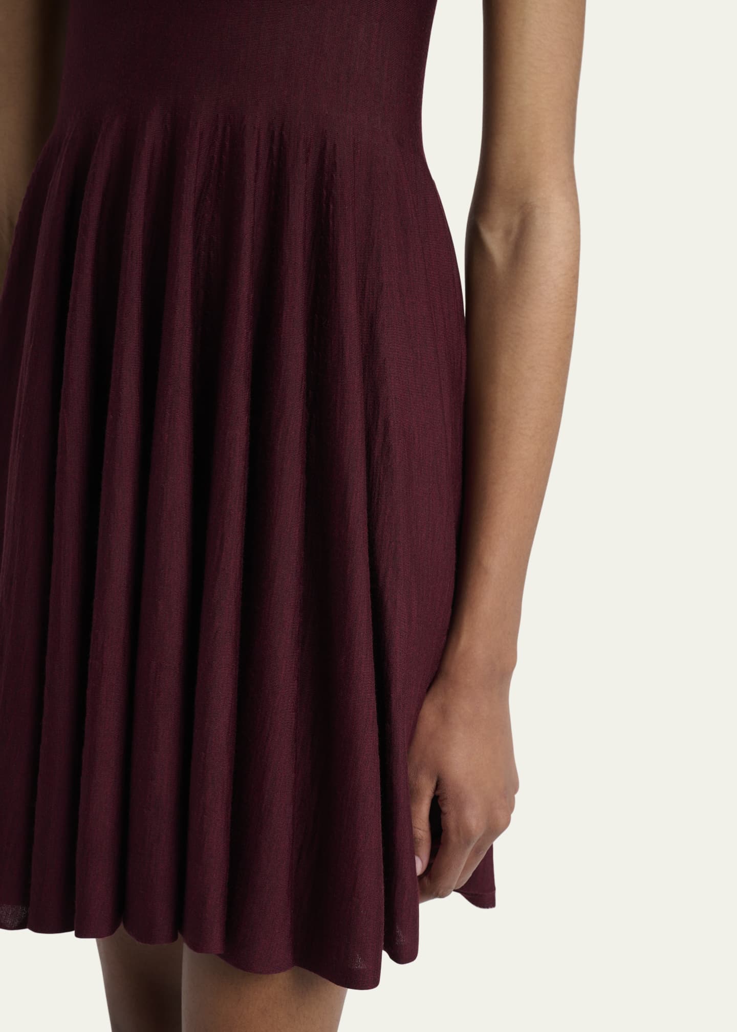 ALAIA Short-Sleeve Fit-&-Flare Mini Dress Image 5 of 5