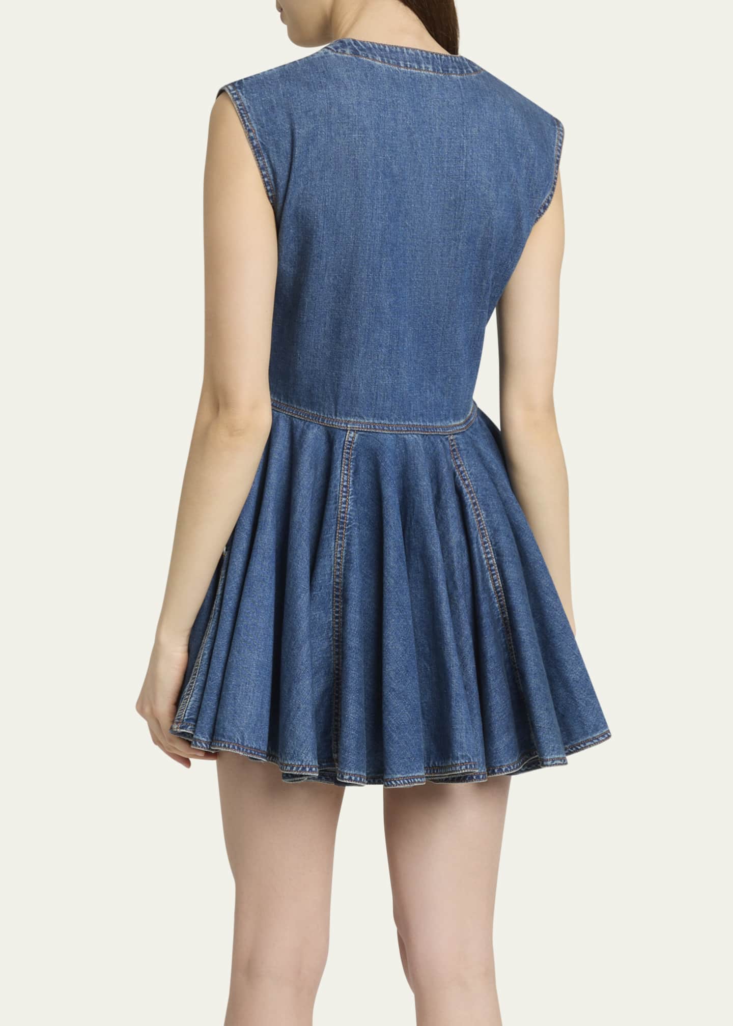 ALAIA Sleeveless Denim Wrap Dress Image 3 of 5
