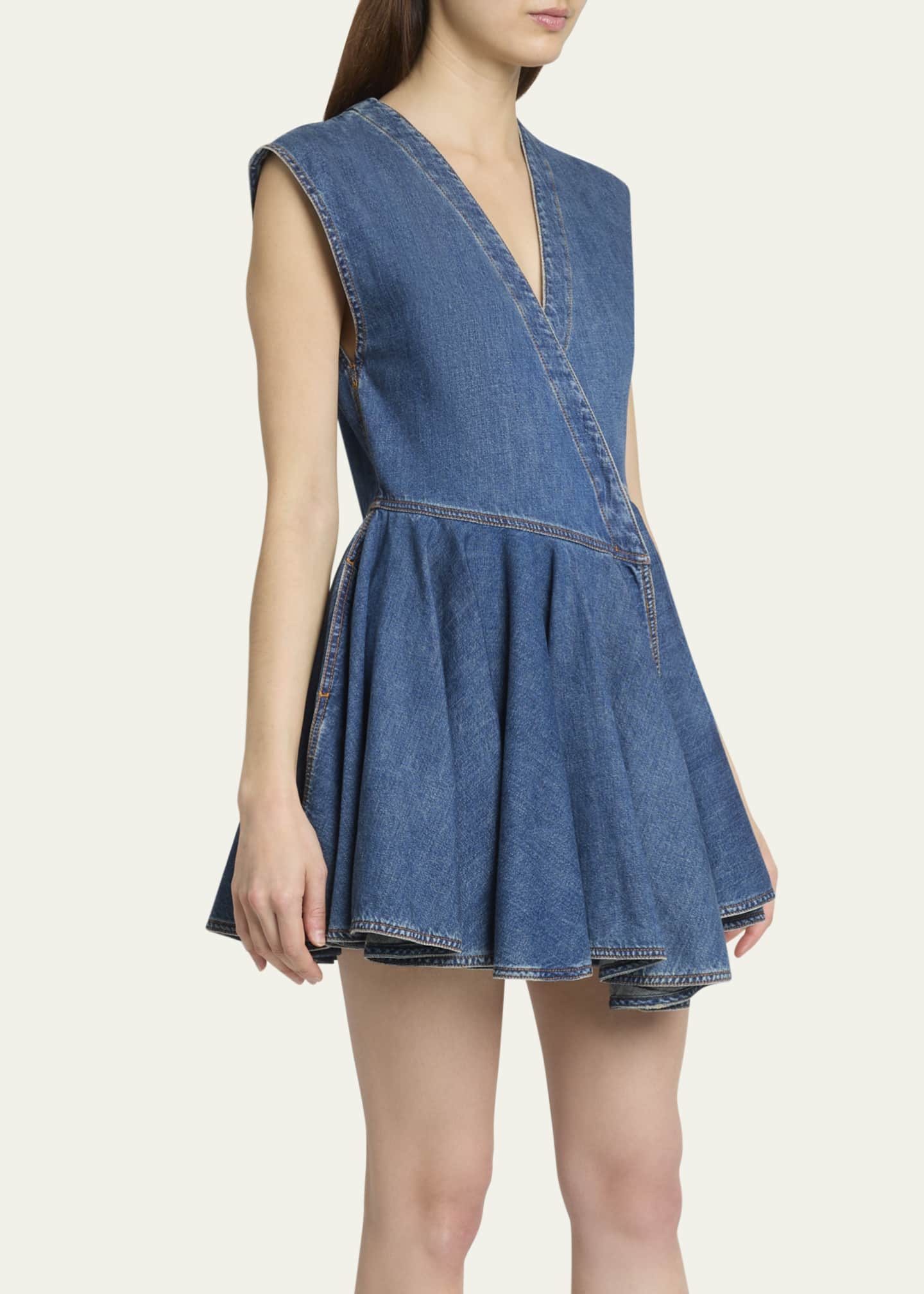 ALAIA Sleeveless Denim Wrap Dress Image 4 of 5
