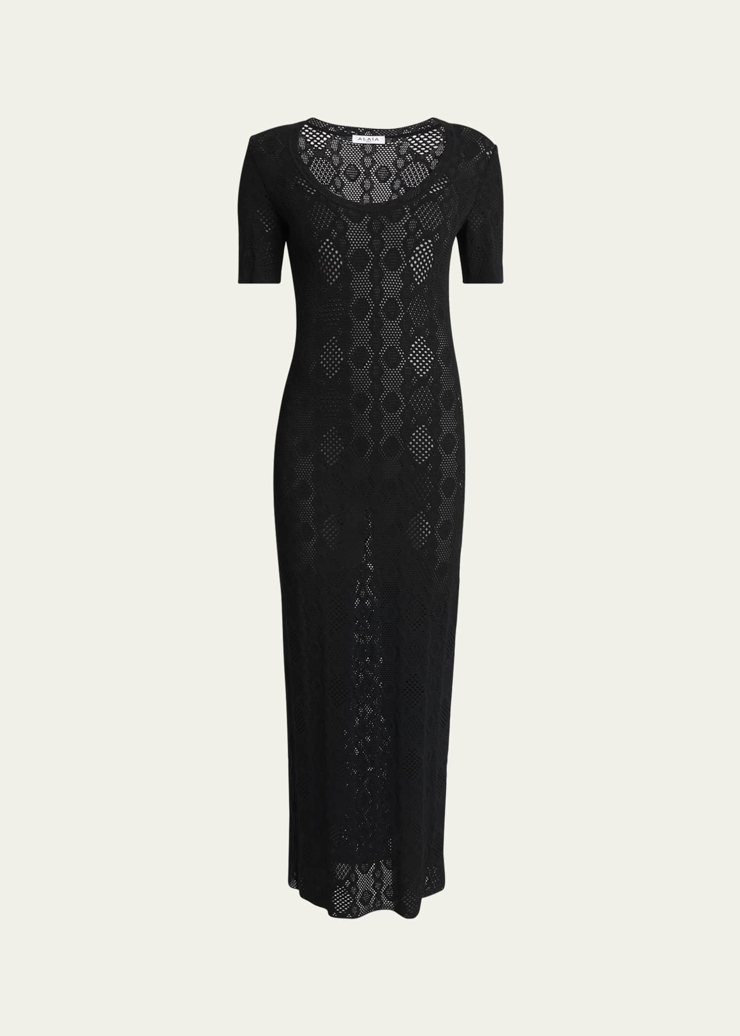 ALAIA Python Lace Knit Midi Dress Image 1 of 5