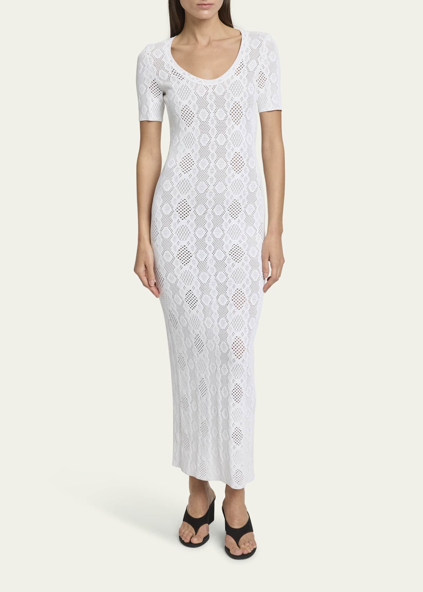 alaia lace midi dress ALAIA Python Lace Knit Midi Dress