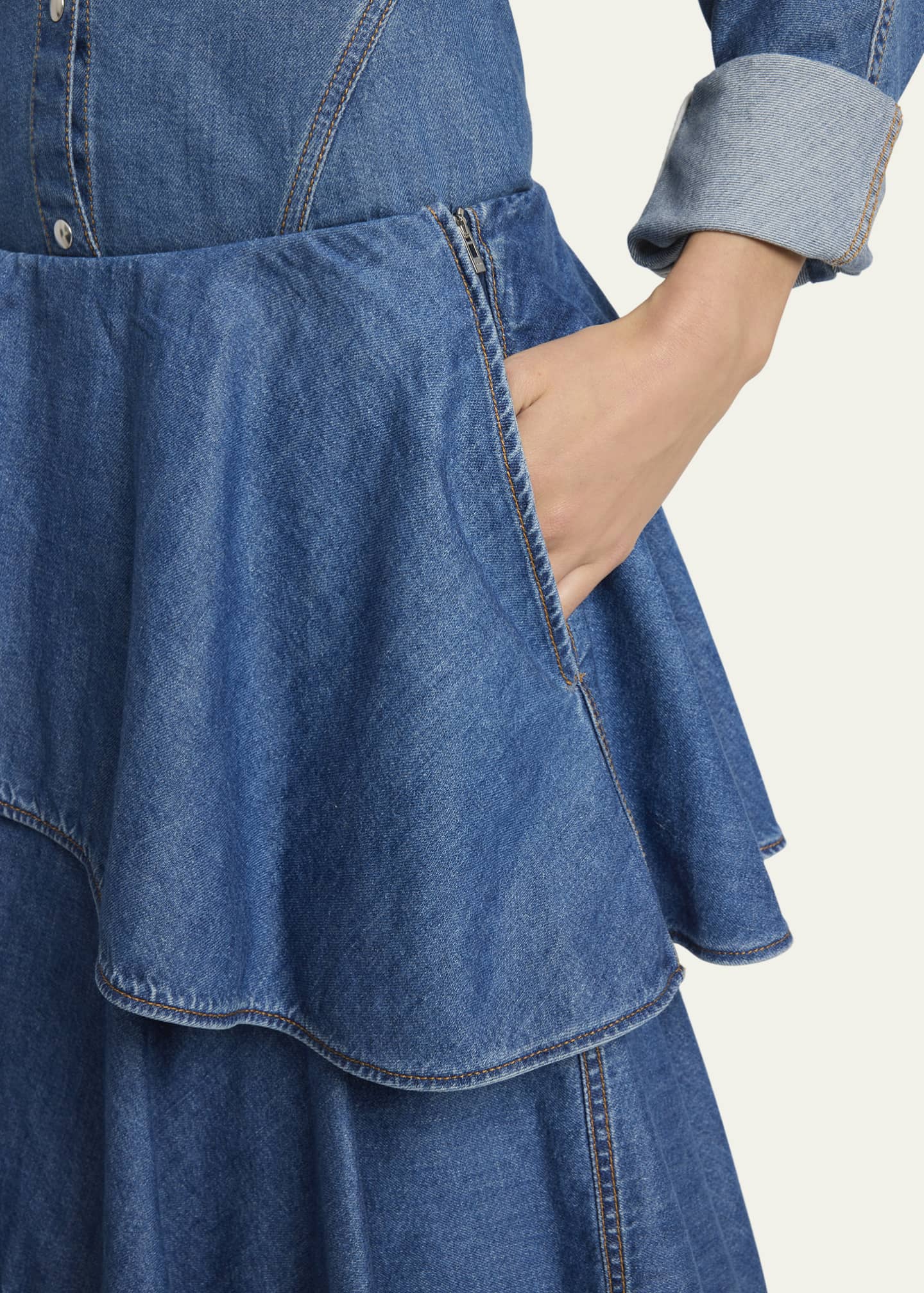 スカート ALAIA DENIM SPIRAL SKIRT ALAIA - Spiral Skirt in Denim | Leam Roma - Luxury Shopping