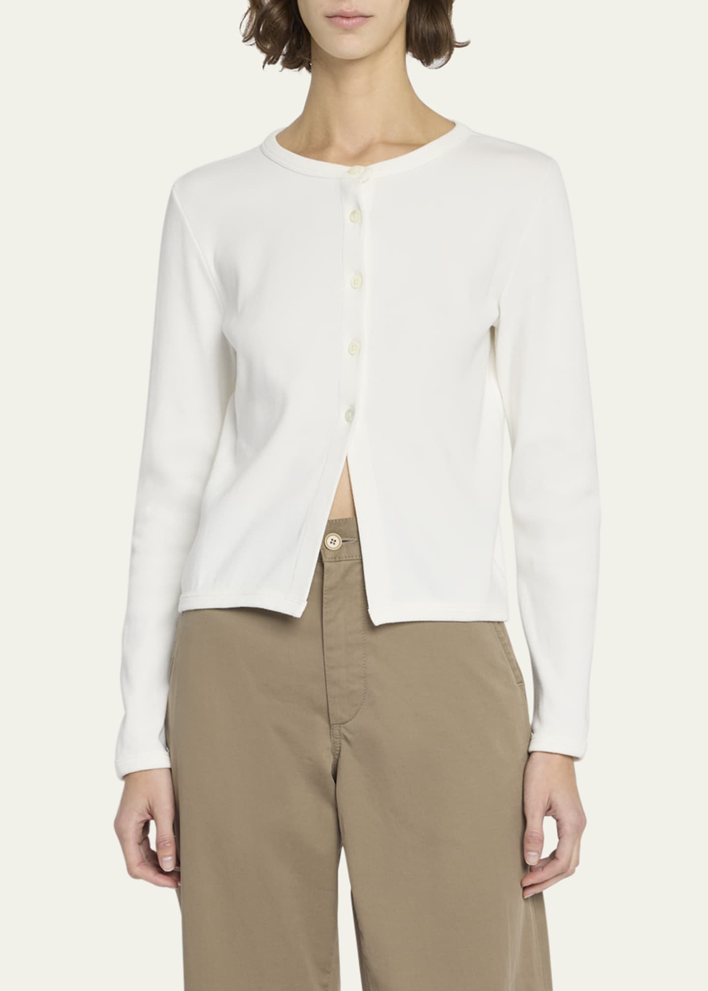 THE ROW Gretas Cotton Crewneck Cardigan Image 4 of 5