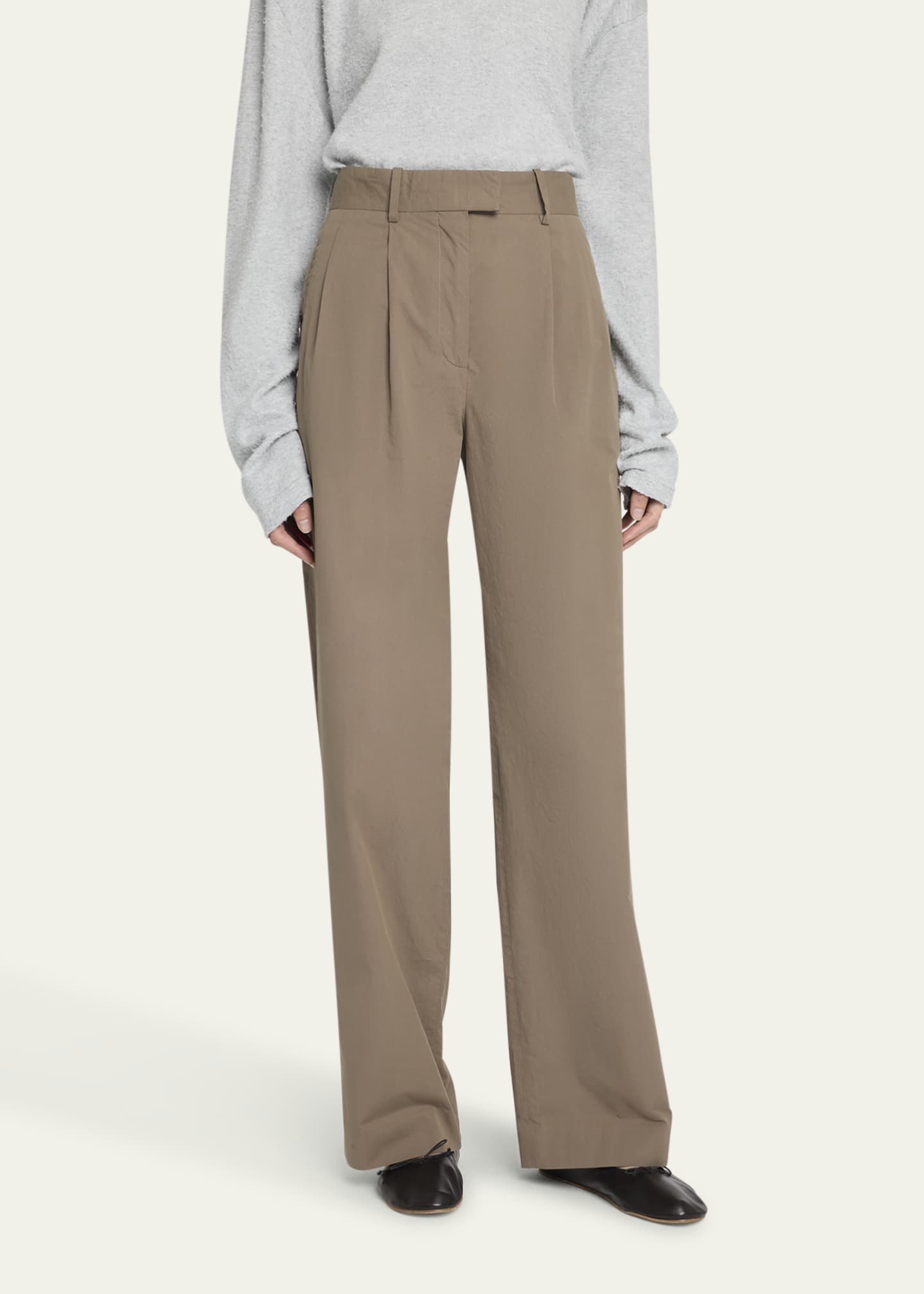 パンツ THE ROW ALFIDIS COTTON TROUSERS Alfidis Pant Tan in Cotton and Cashmere – The Row