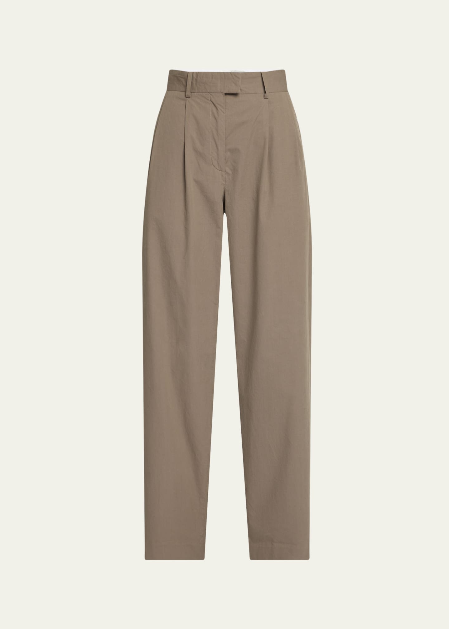 THE ROW Alfidis Double Pleated Straight-Leg Cotton Pants