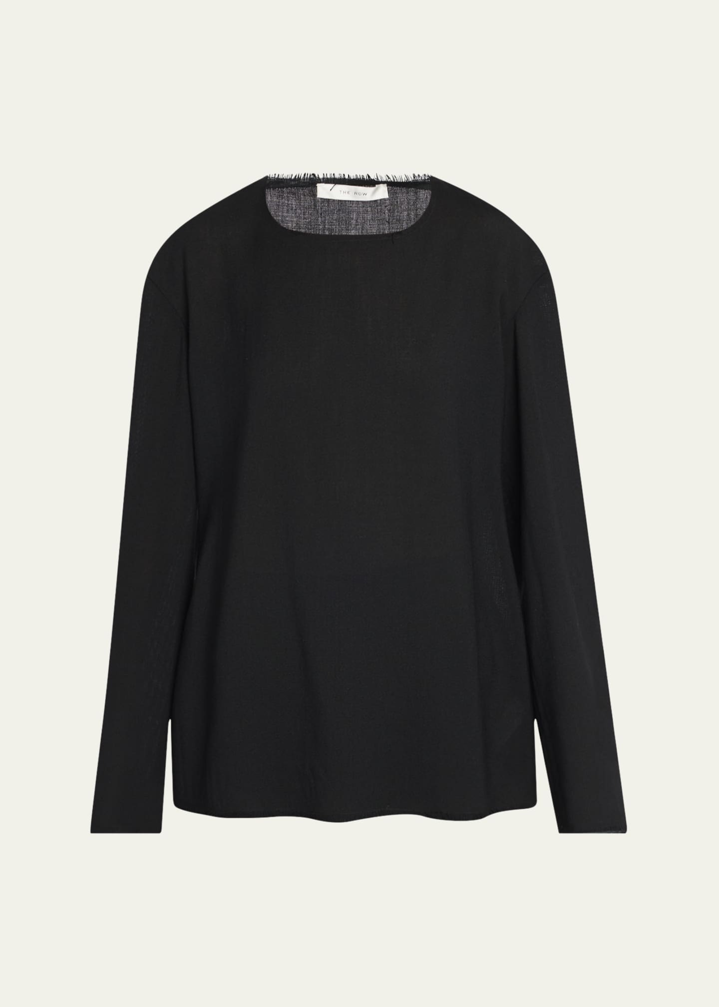 THE ROW Cattaleya Raw-Edge Long-Sleeve Wool Top Image 1 of 5