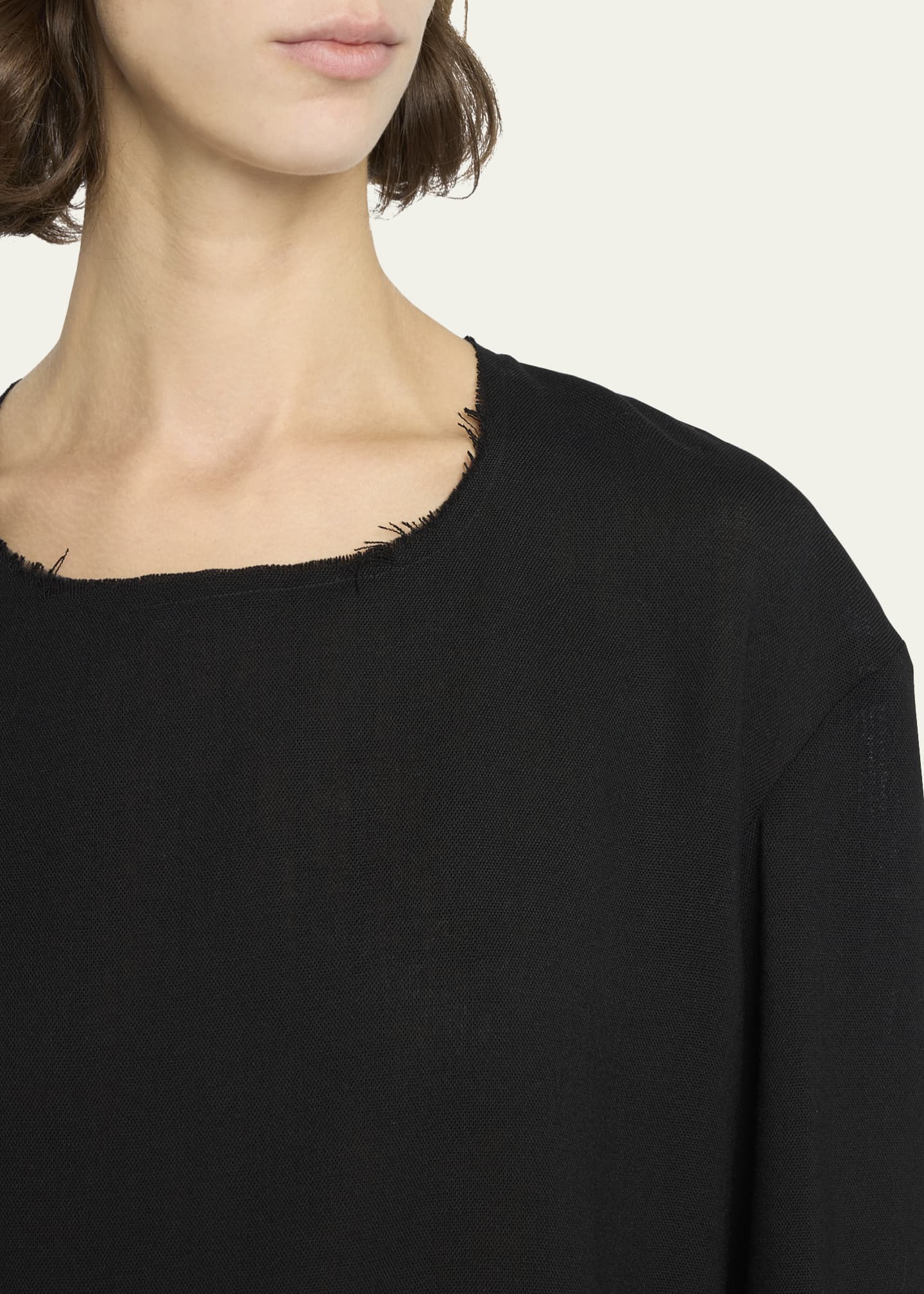 THE ROW Cattaleya Raw-Edge Long-Sleeve Wool Top Image 5 of 5