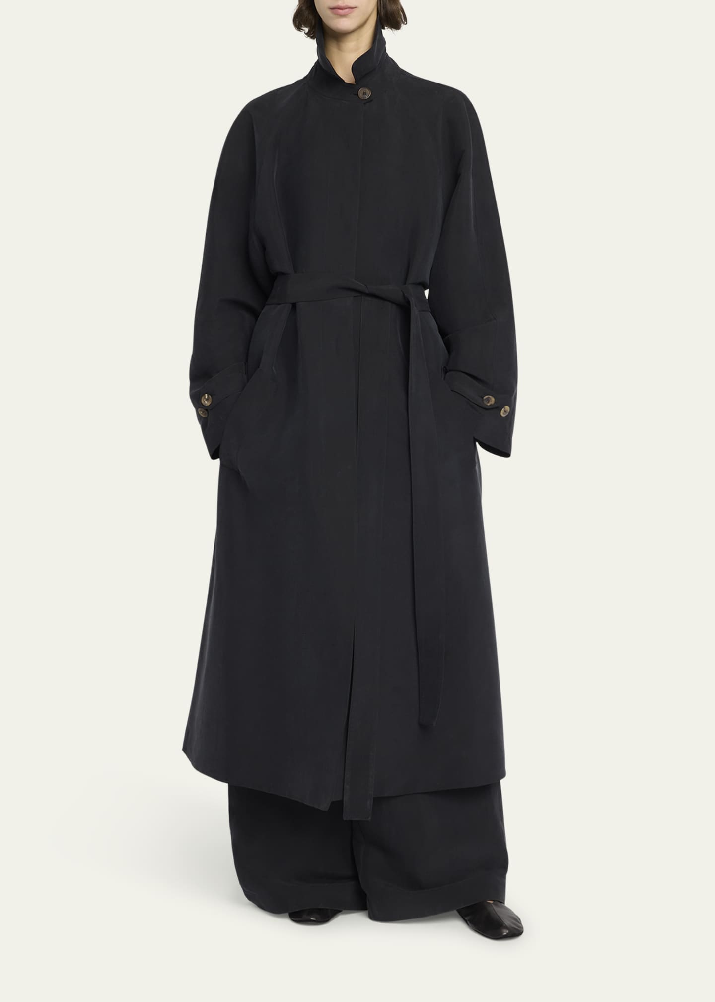 Ryo Beled Long Silk Trench Coat