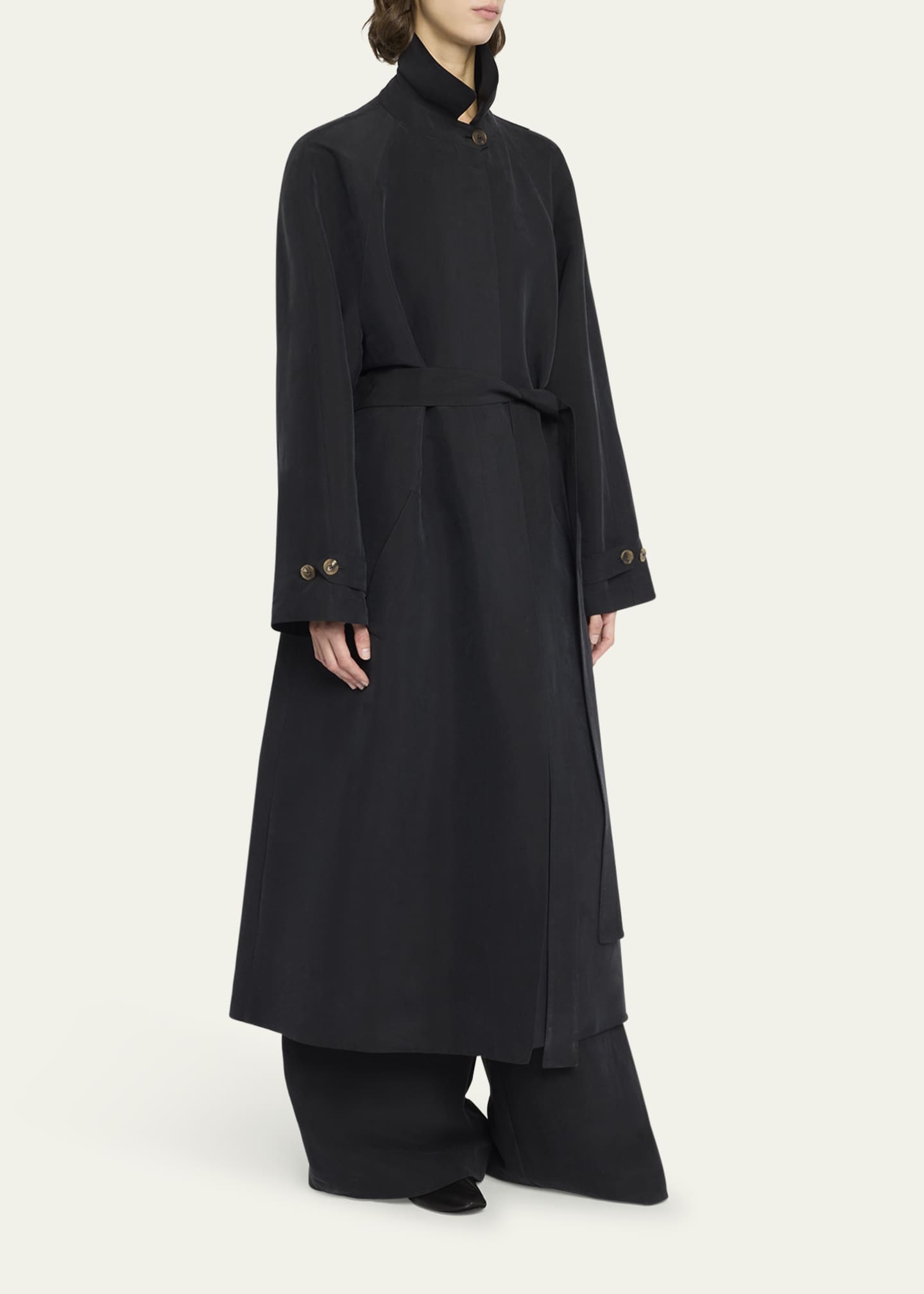 コート [The Row] Ryo Coat in Silk Ryo Coat Black in Silk – The Row