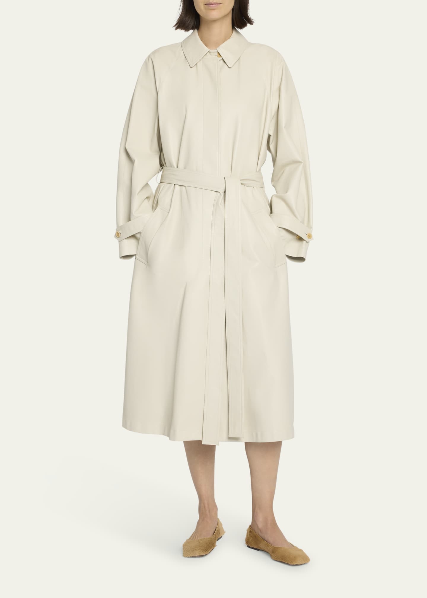 THE ROW Ryota Belted Leather Trench Coat Image 2 of 5