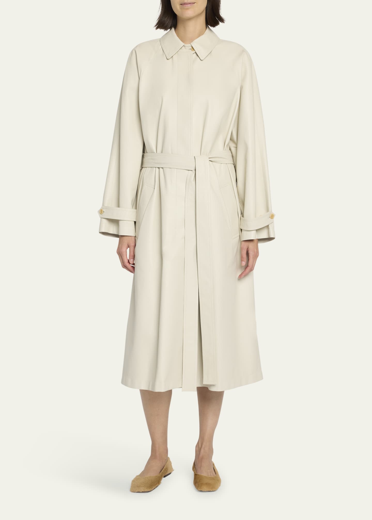 THE ROW Ryota Belted Leather Trench Coat Image 4 of 5