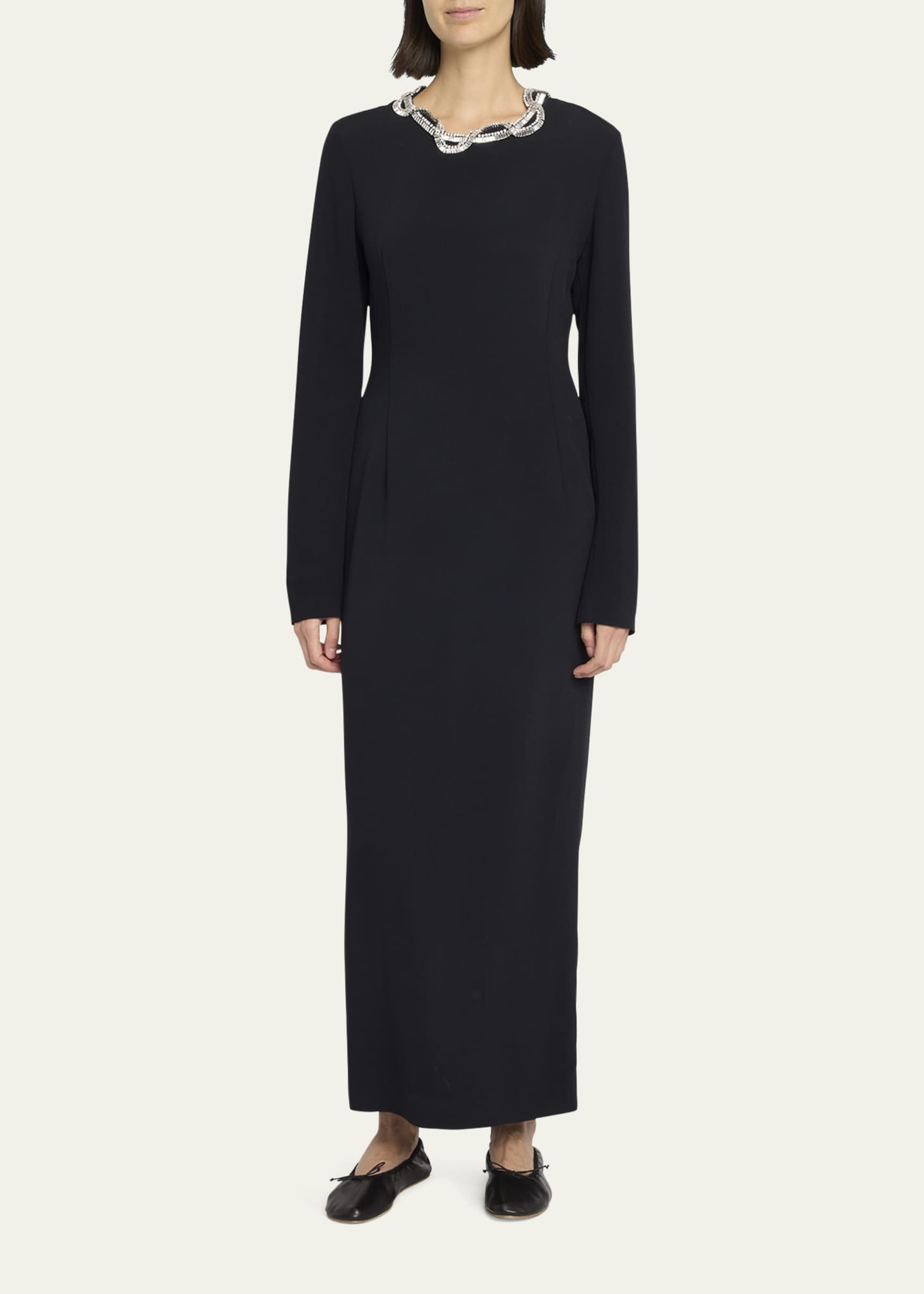 the row black dress The Row // Black Off Shoulder Long Sleeve Dress – VSP Consignment