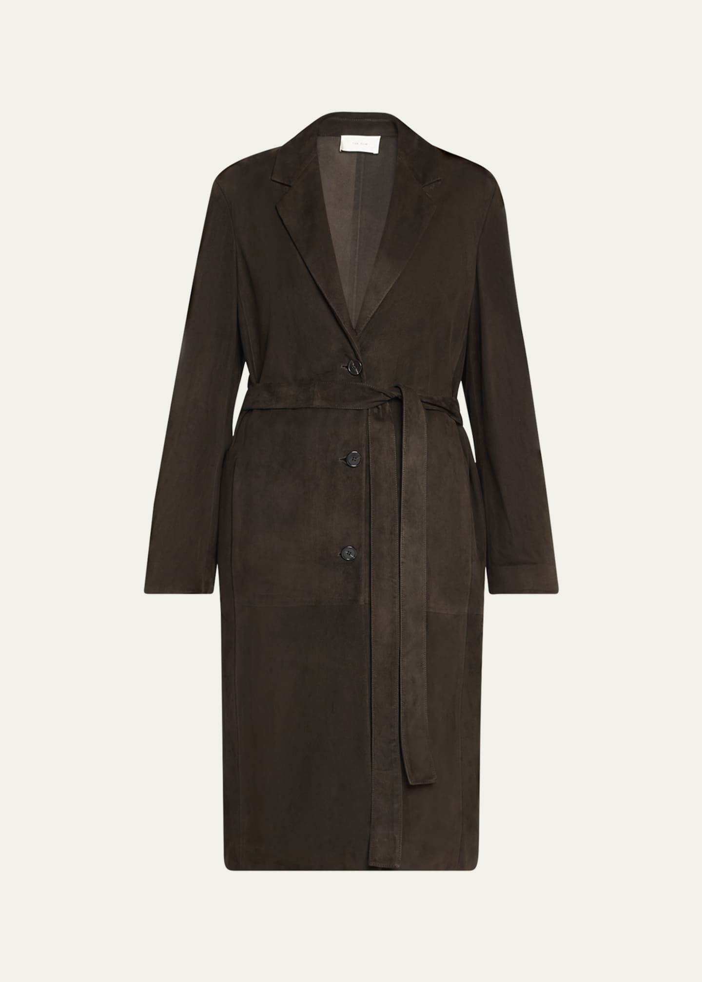 THE ROW Babilonia Suede Belted Single-Breasted Coat Image 1 of 5