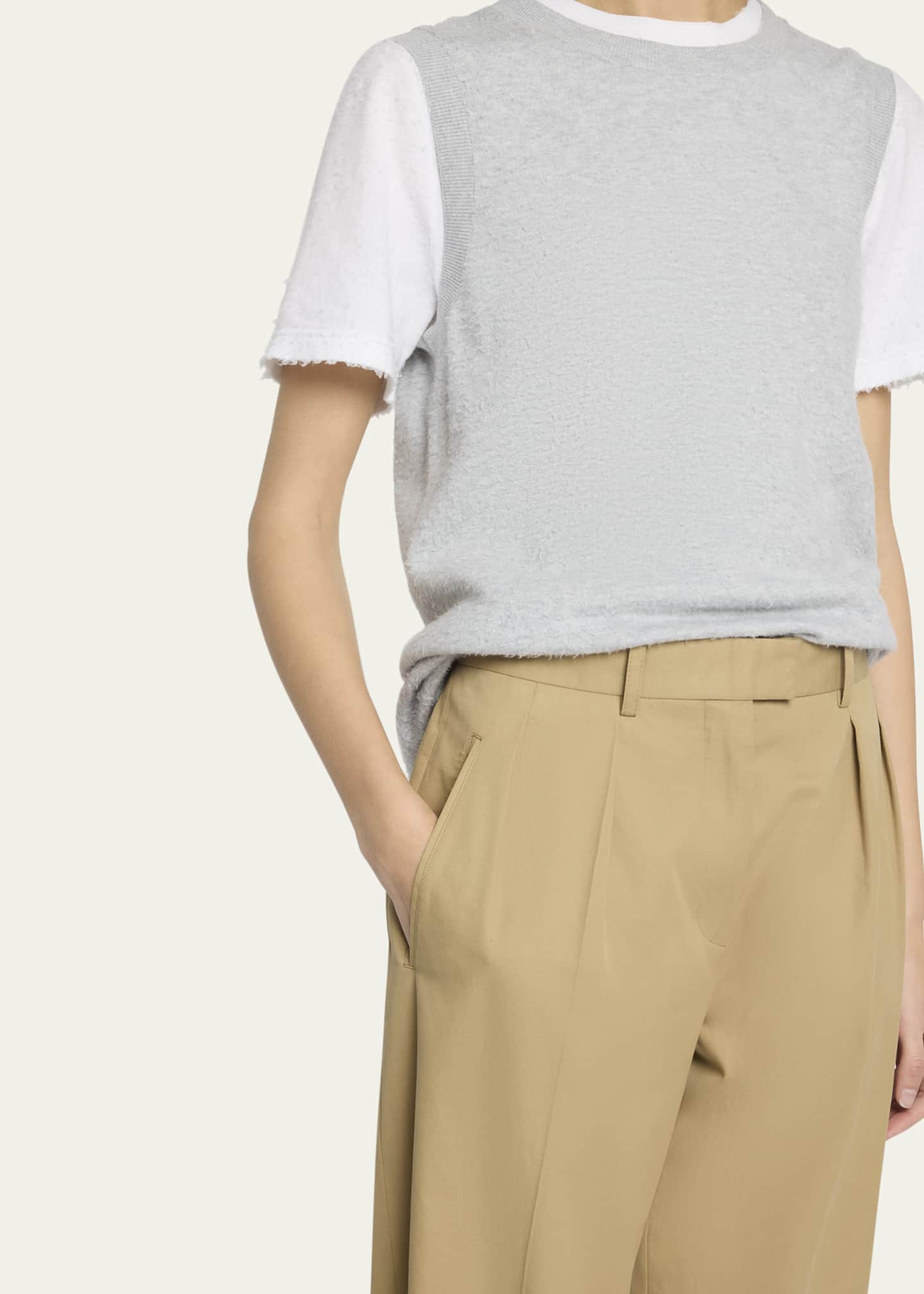 THE ROW Alfidis Pleated Straight-Leg Cotton-Cashmere Pants Image 5 of 5
