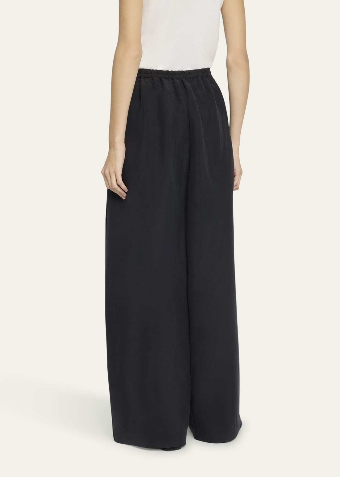 THE ROW Bellana Silk Wide-Leg Pull-On Pants Image 3 of 5