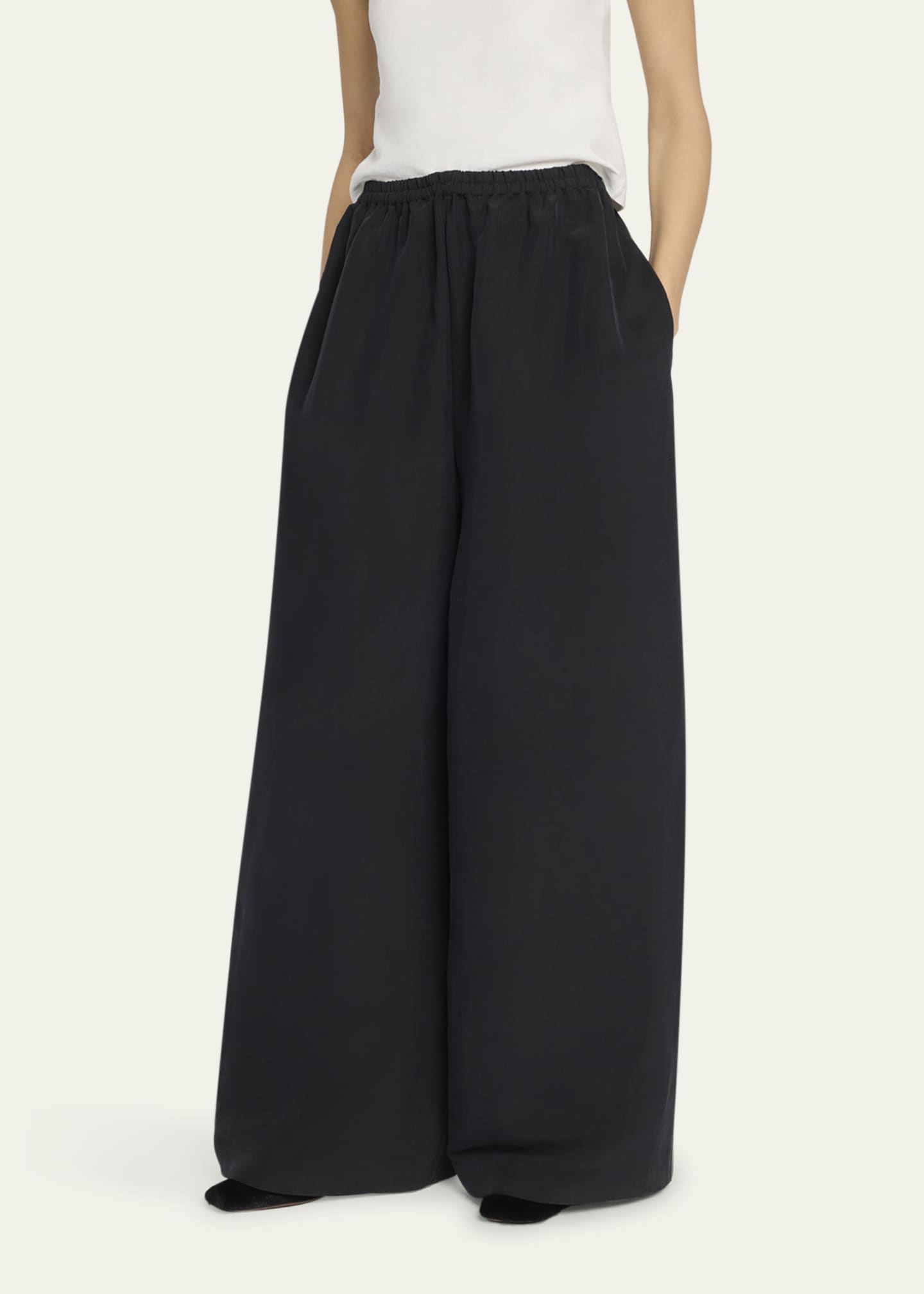 THE ROW Bellana Silk Wide-Leg Pull-On Pants Image 4 of 5