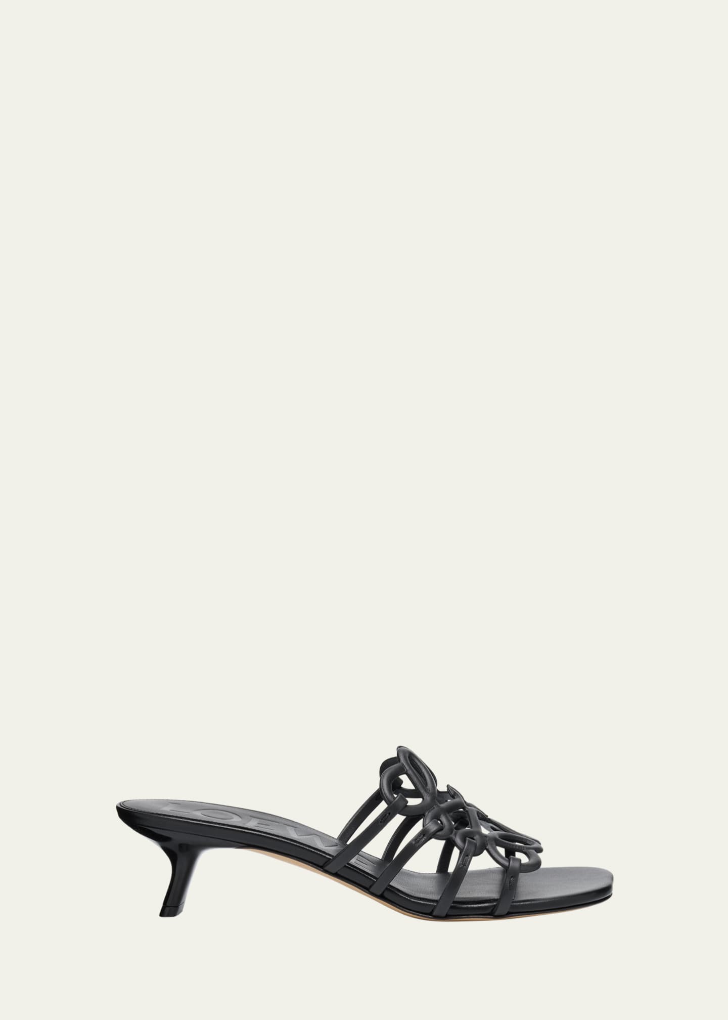 サンダル・ミュール LOEWE Black Leather Petal Sandals Loewe Petal Leather Crisscross Buckle Slide Sandals | Neiman