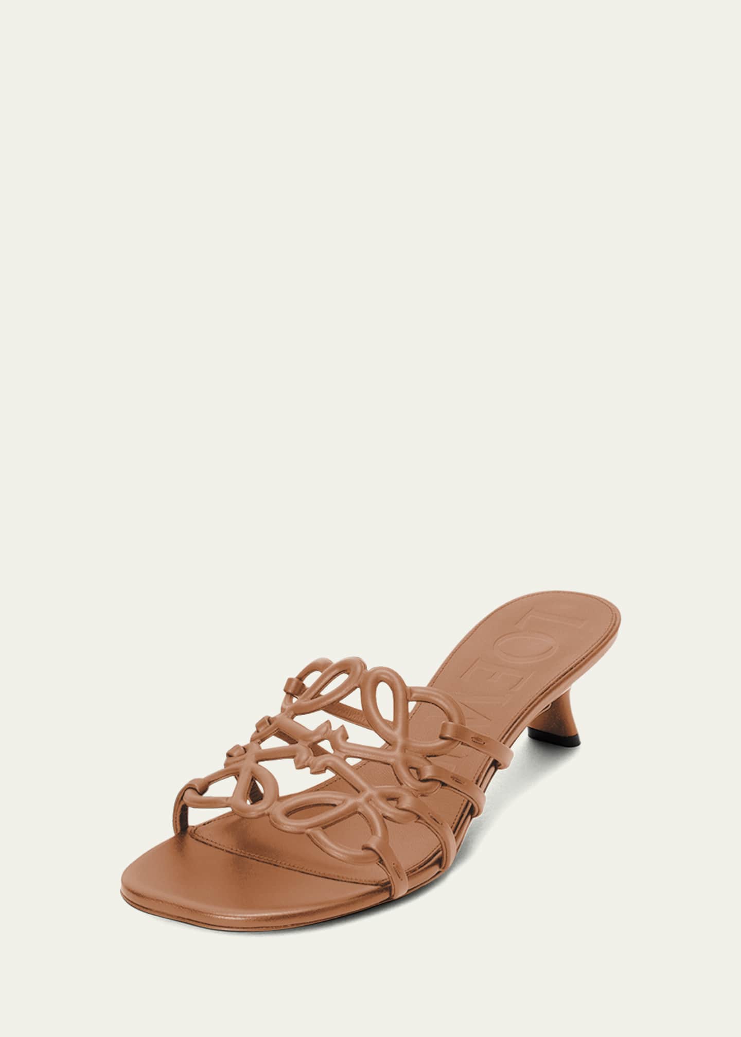 Loewe Petal Anagram Leather Caged Mule Sandals Image 3 of 6