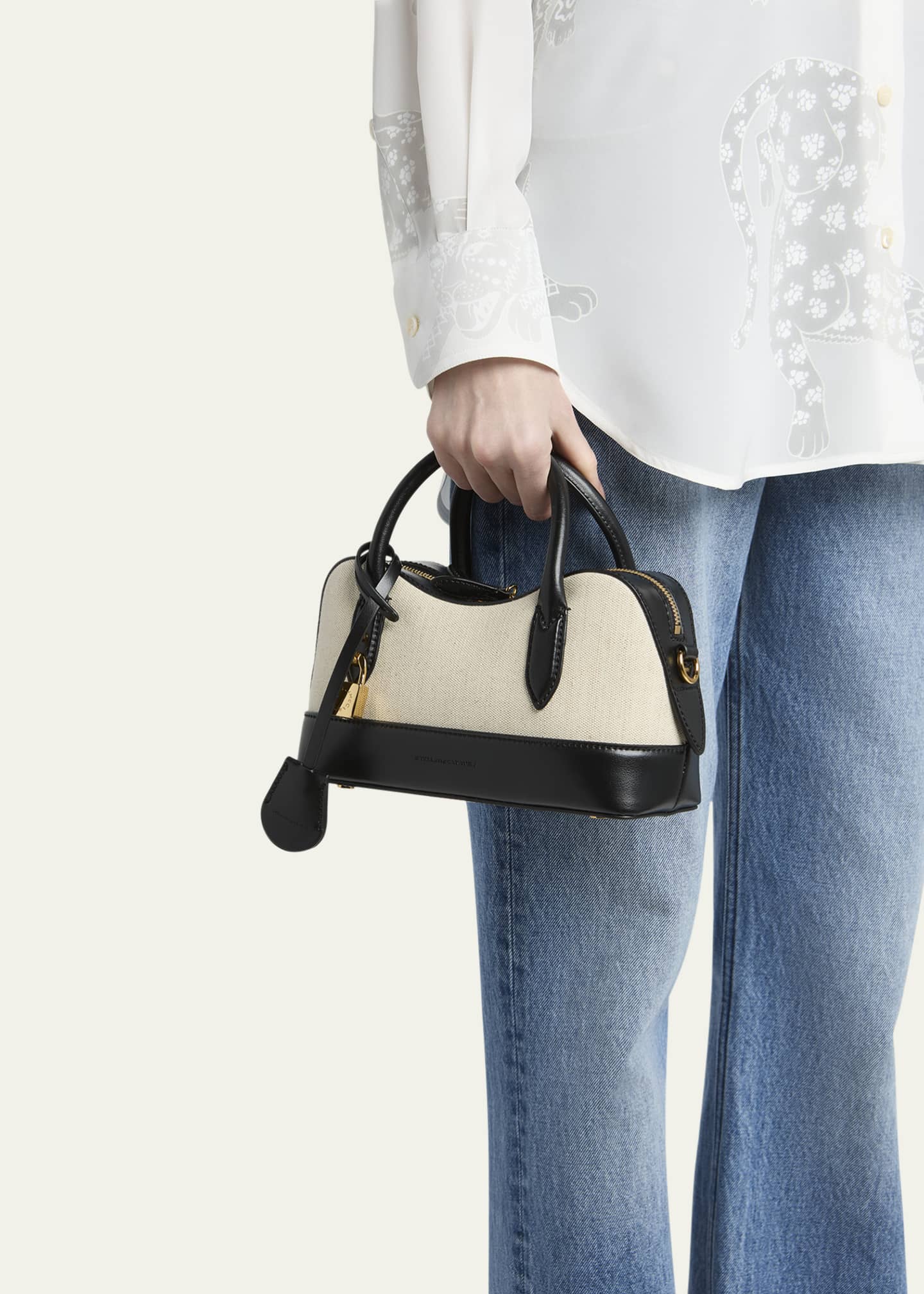 Stella McCartney Stella Ryder Small Top Handle Cotton Canvas & Eco Alter Mat Shoulder Bag Image 2 of 6