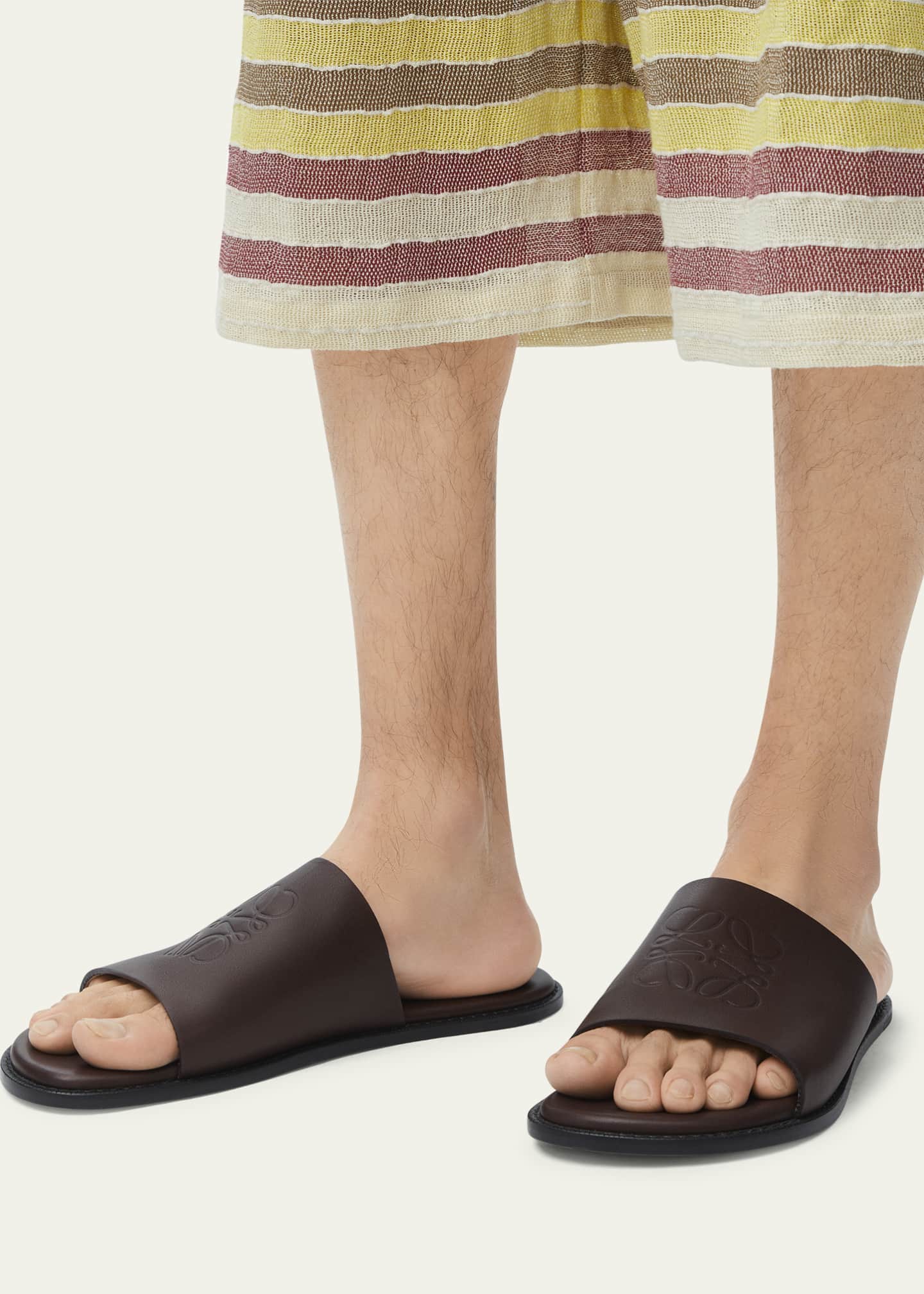 Loewe Men's Flex Anagram Soft Calfskin Slide Sandals Image 2 of 3