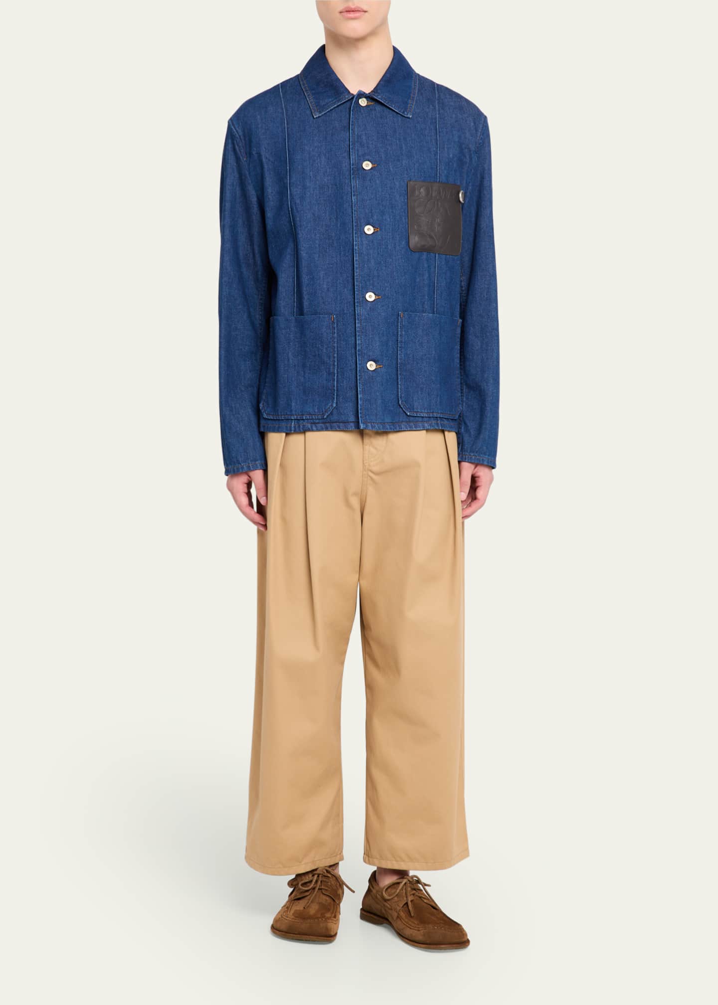 Loewe Men's Campo Suede Flamenco-Knot Boat Shoes Image 3 of 6