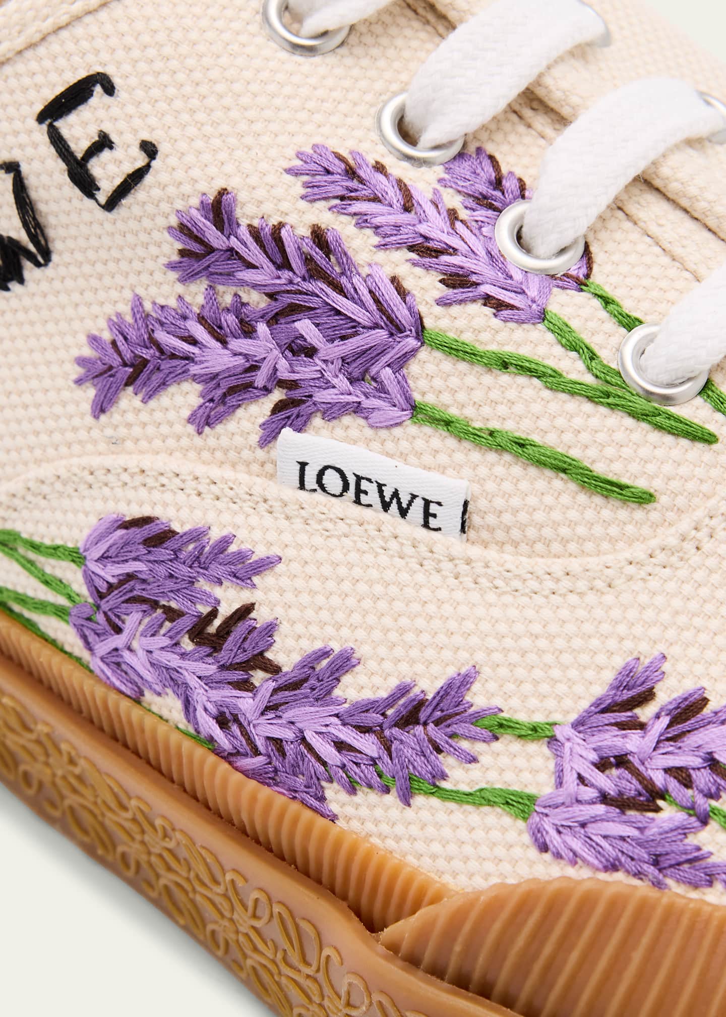 Loewe Men's Terra Embroidered Canvas Low-Top Sneakers Image 5 of 6