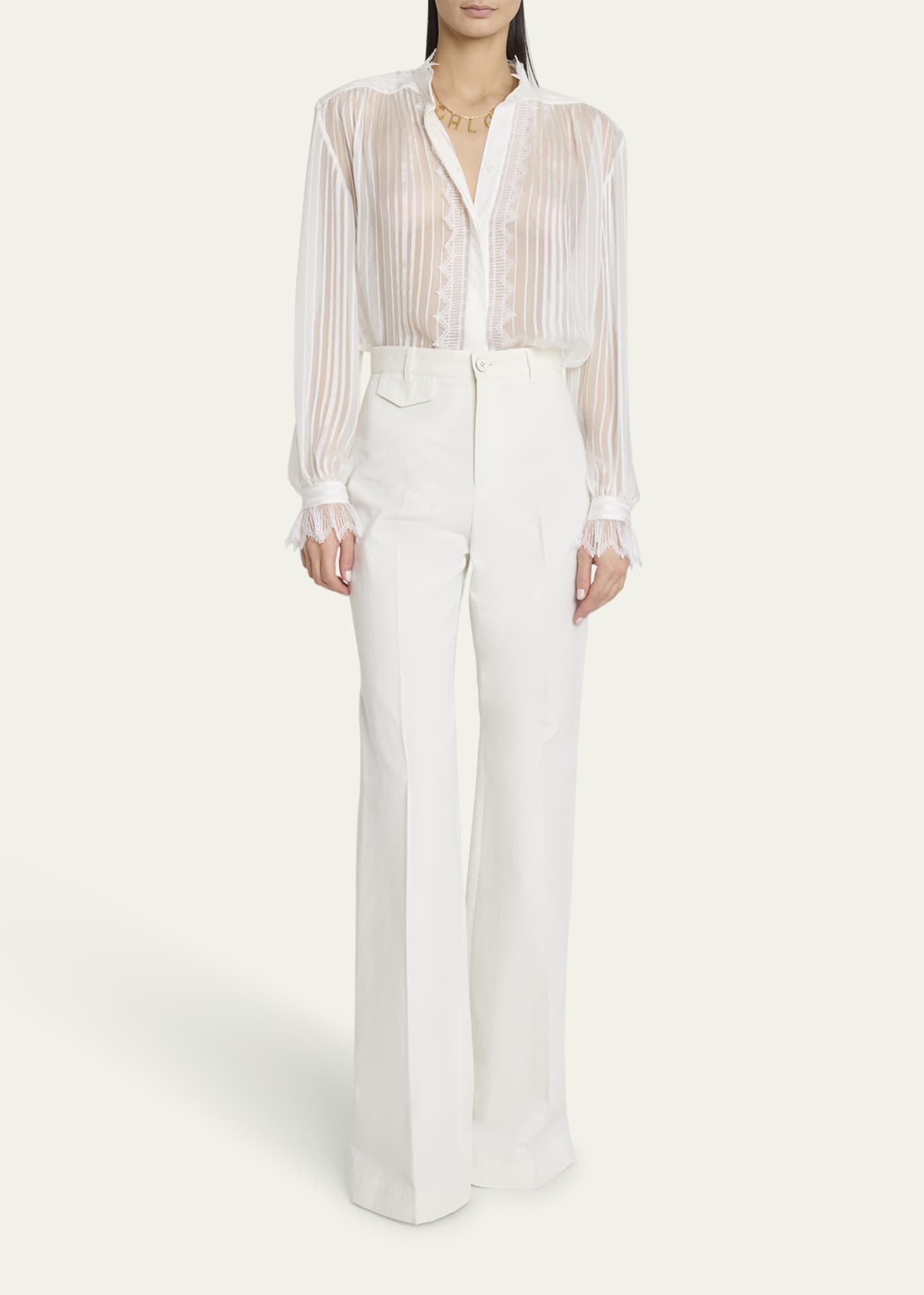 Tonal Striped Silk Blouse