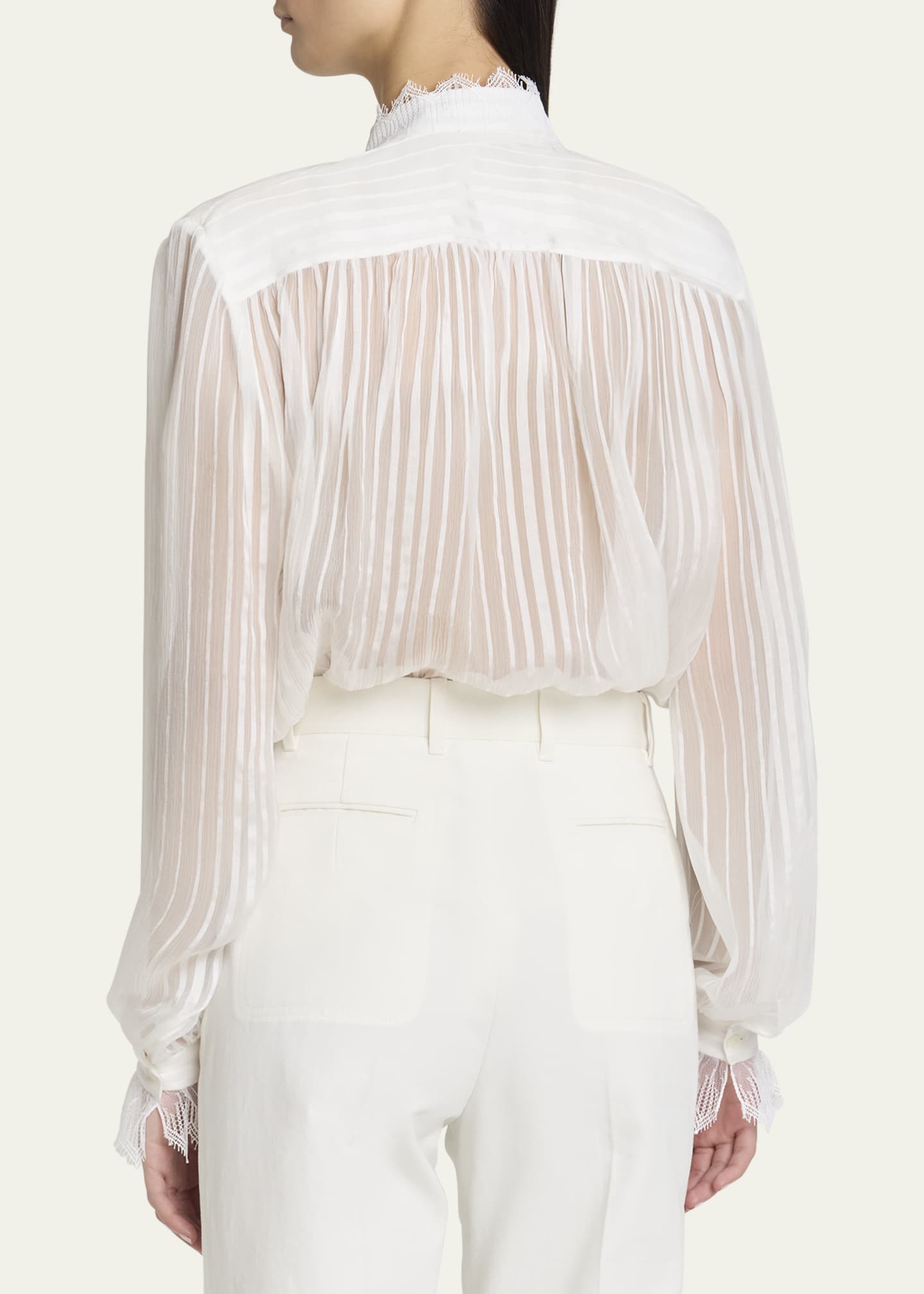 Tonal Striped Silk Blouse