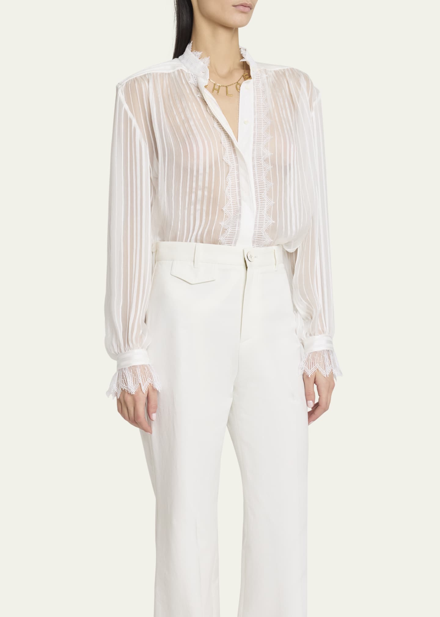 Tonal Striped Silk Blouse