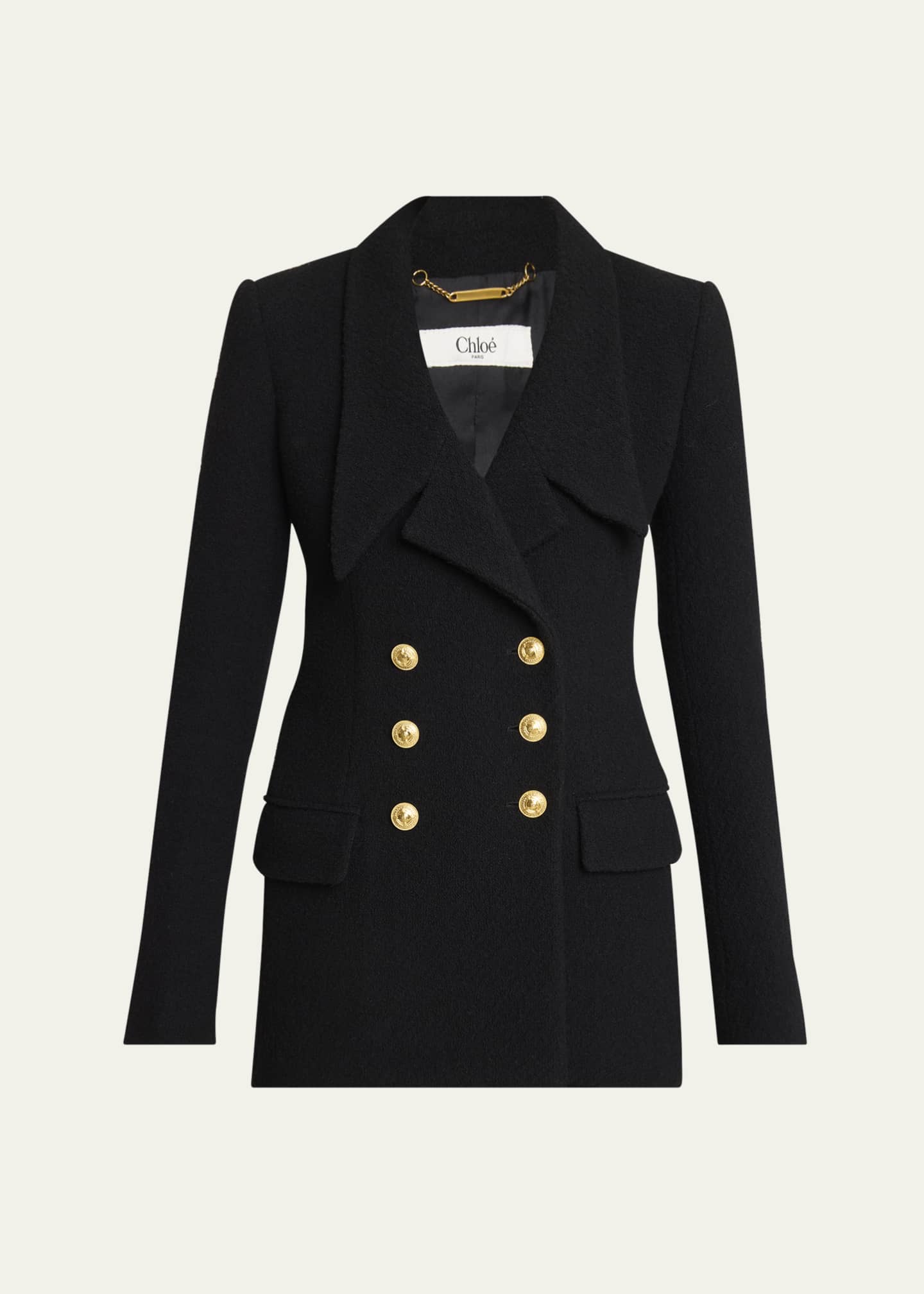 Chloe Cascade-Lapel Double-Breasted Boucle Jacket Image 1 of 5