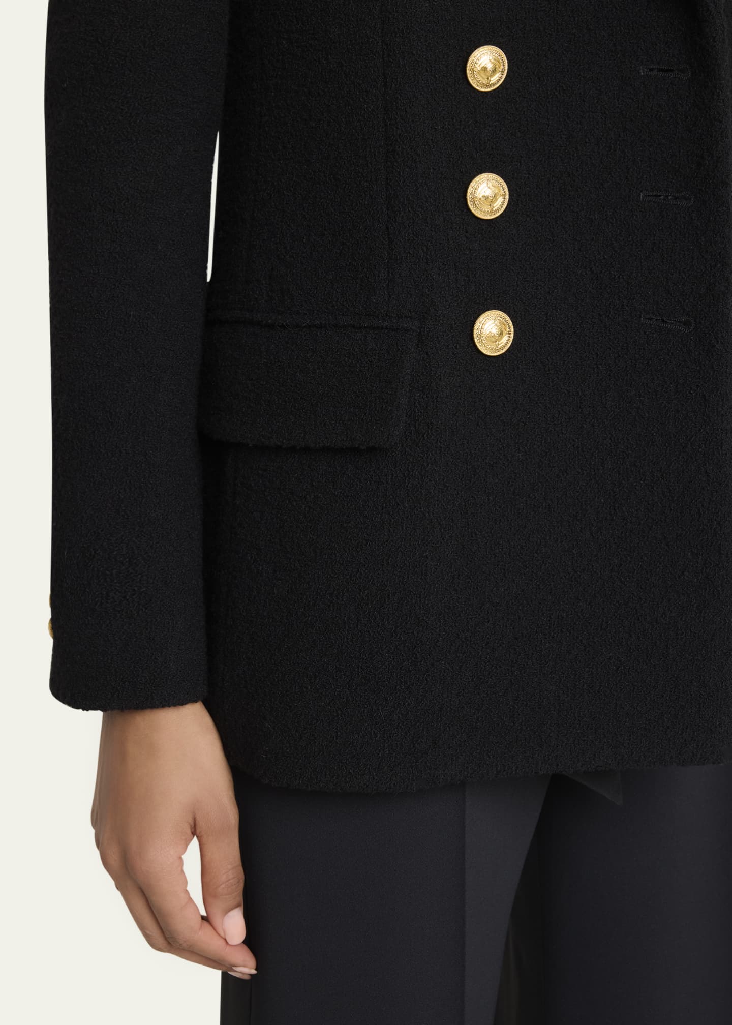 Chloe Cascade-Lapel Double-Breasted Boucle Jacket Image 5 of 5
