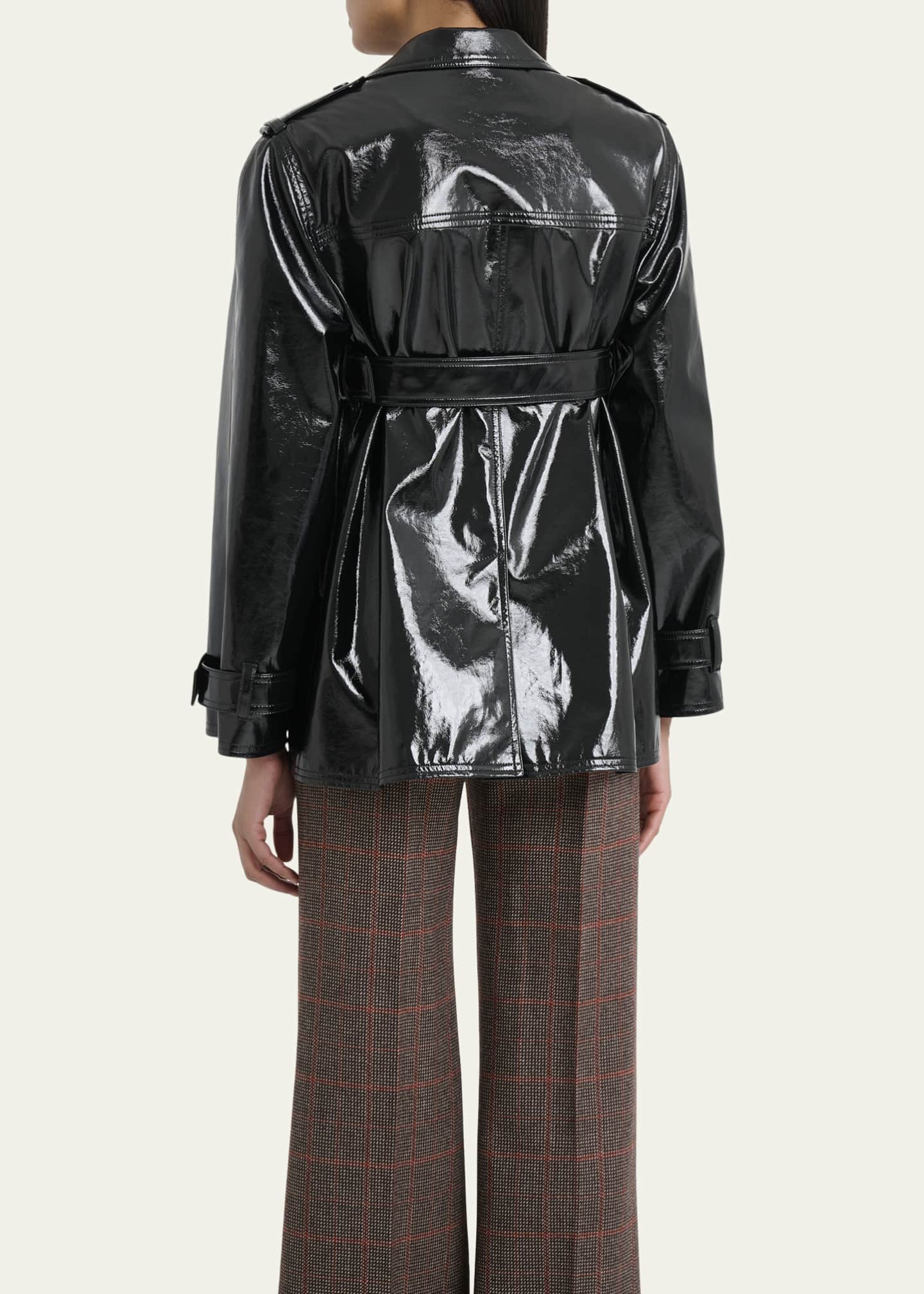 Chloe Shiny Cotton Belted Trench Coat Image 3 of 5