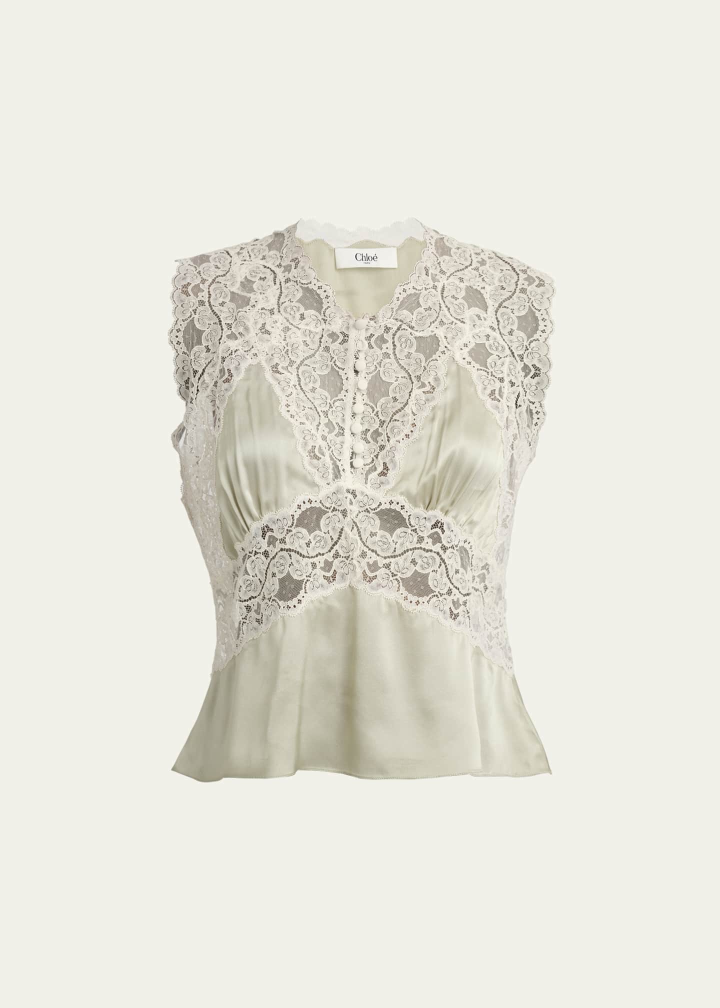 Chloe Lace Silk Sleeveless Top Image 1 of 5