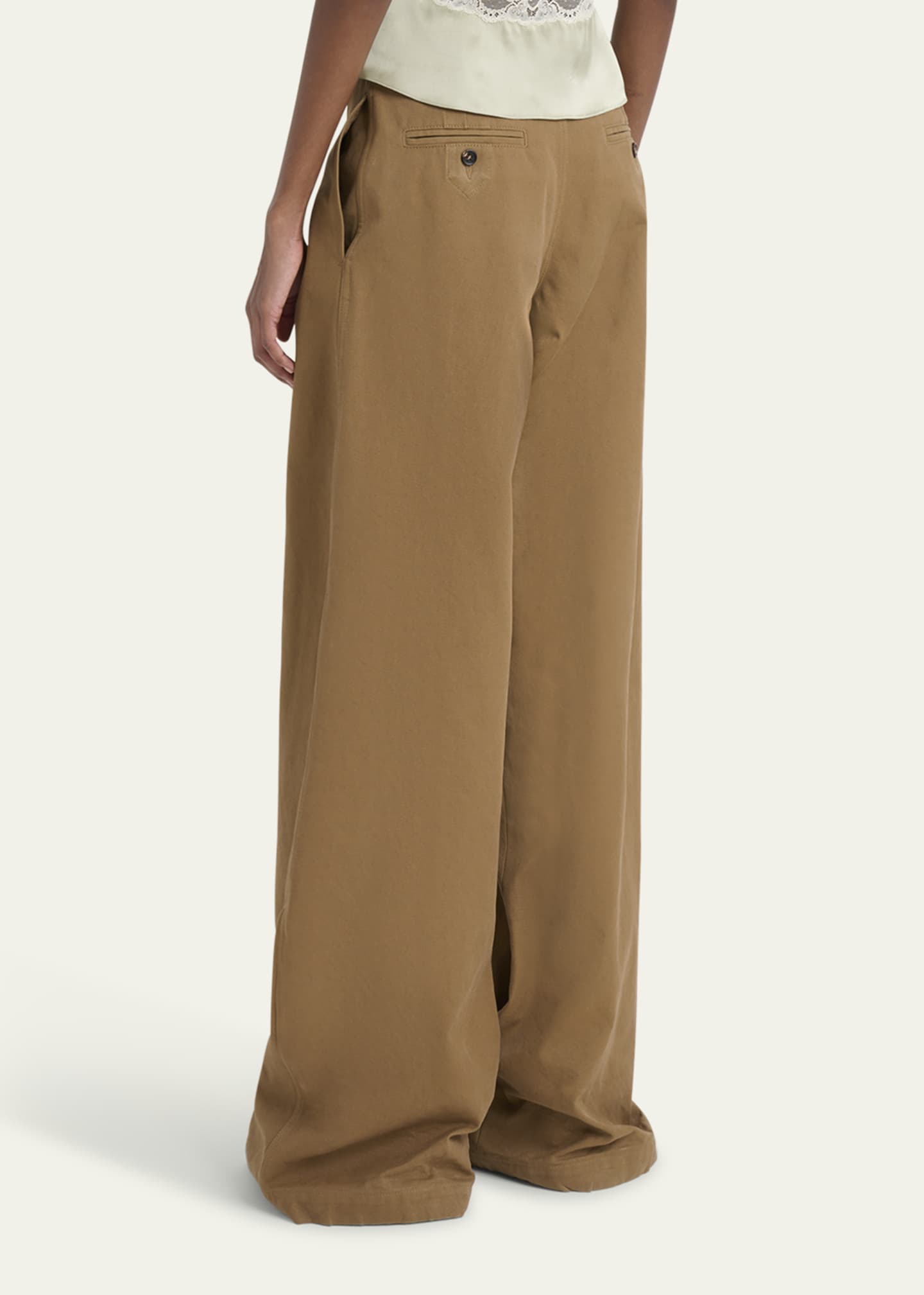 Chloe Pleated Wide-Leg Cotton Trousers Image 3 of 5