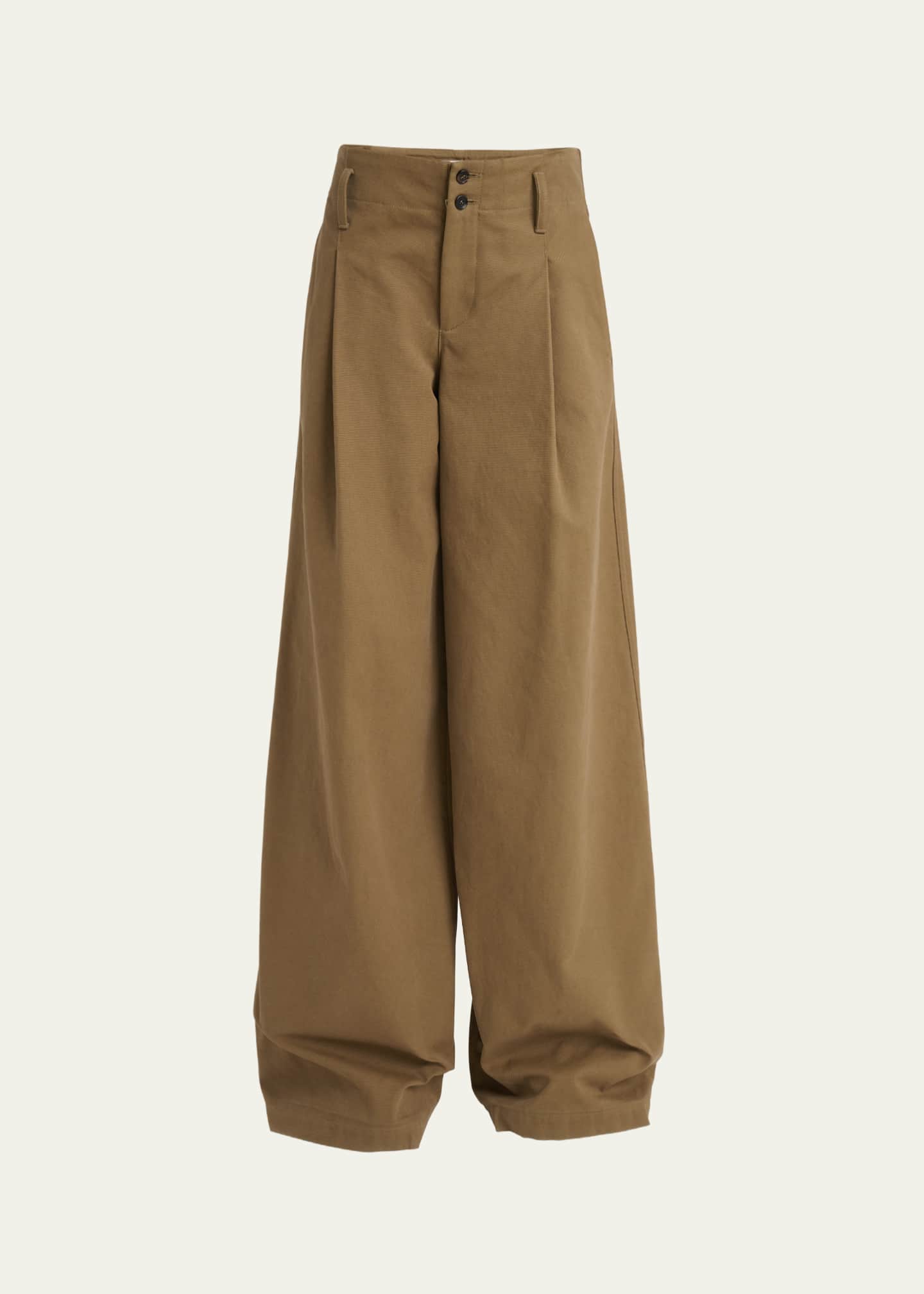Chloe Pleated Wide-Leg Cotton Trousers Image 1 of 5