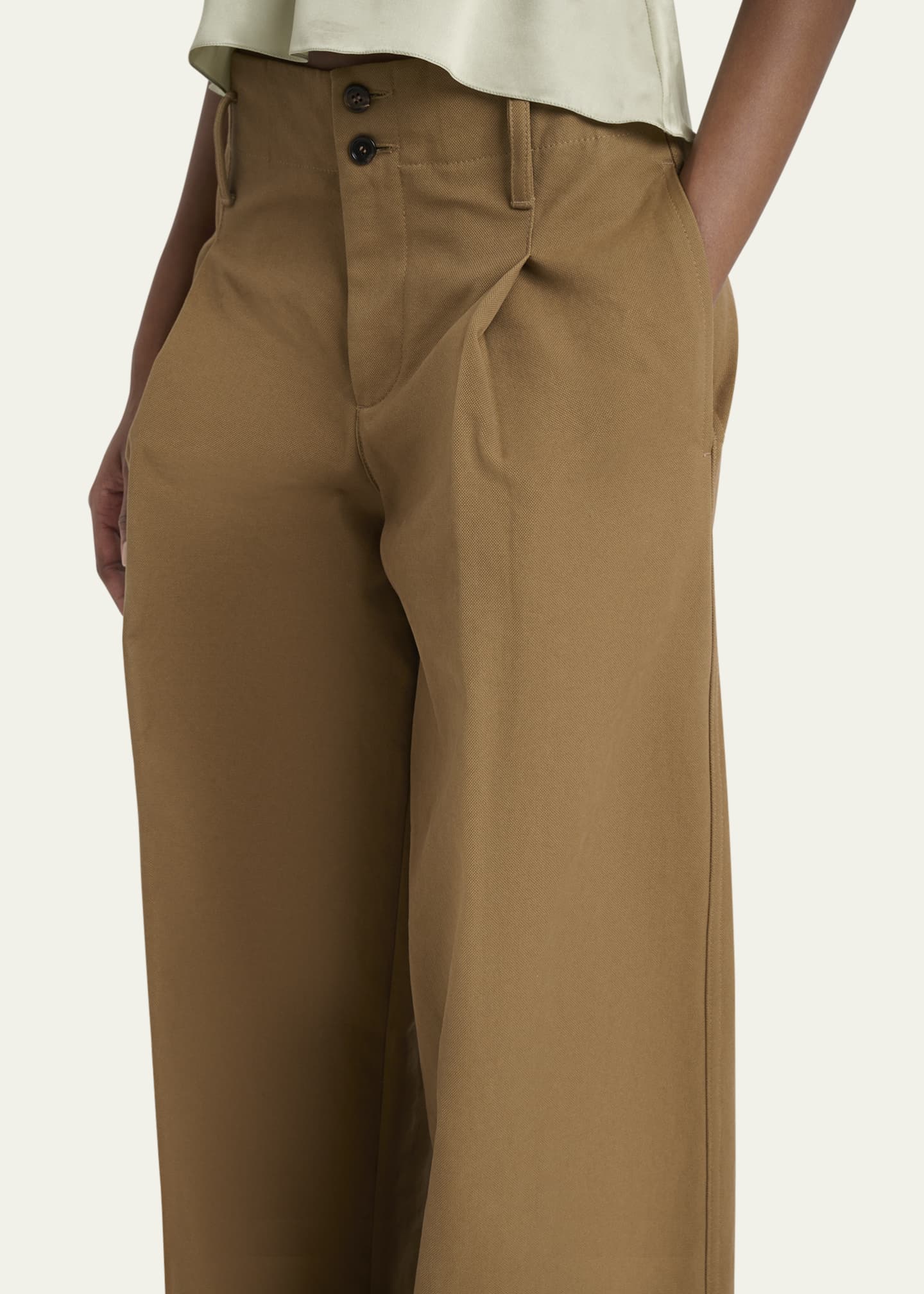 Chloe Pleated Wide-Leg Cotton Trousers Image 5 of 5