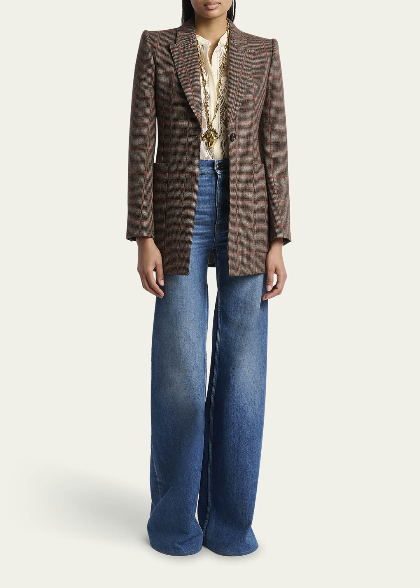 Chloe Plaid Single-Breasted Jacket Image 2 of 5