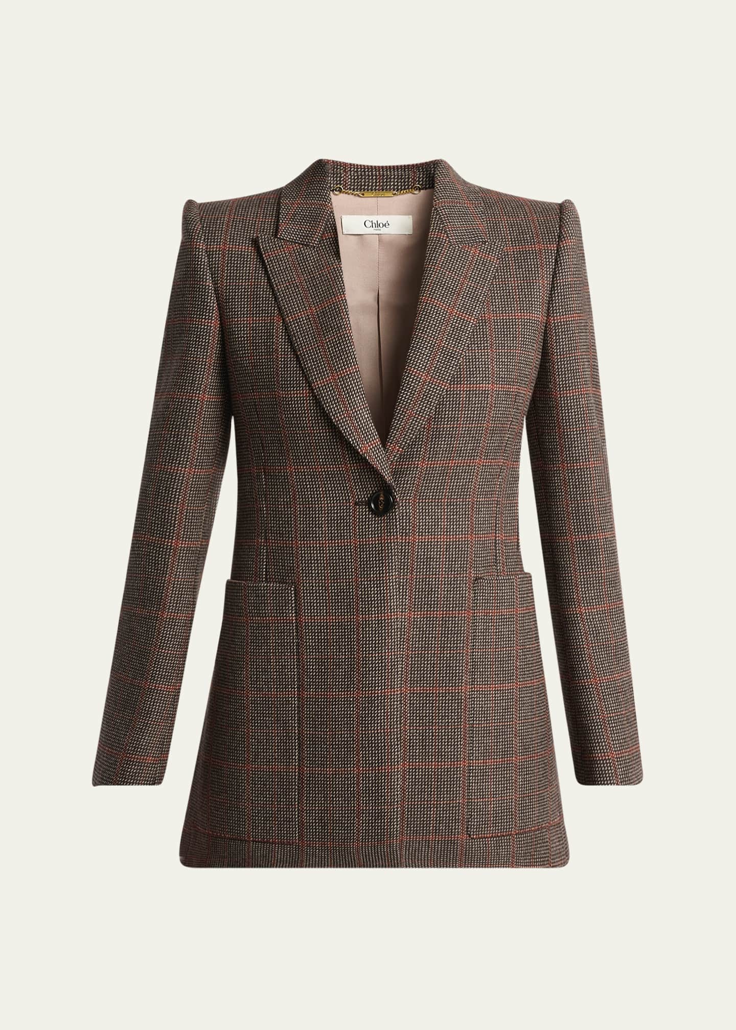 Chloe Plaid Single-Breasted Jacket Image 1 of 5