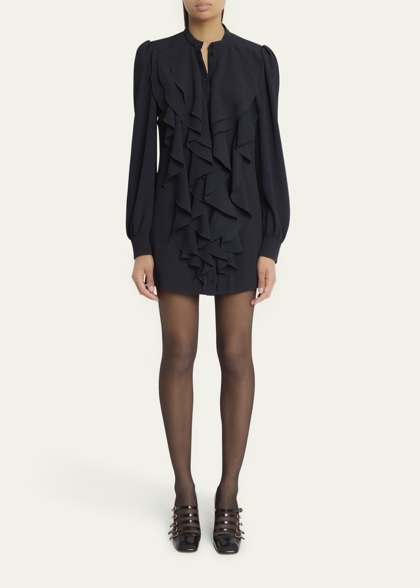 Chloe Ruffle Front Long-Sleeve Mini Dress Image 2 of 5