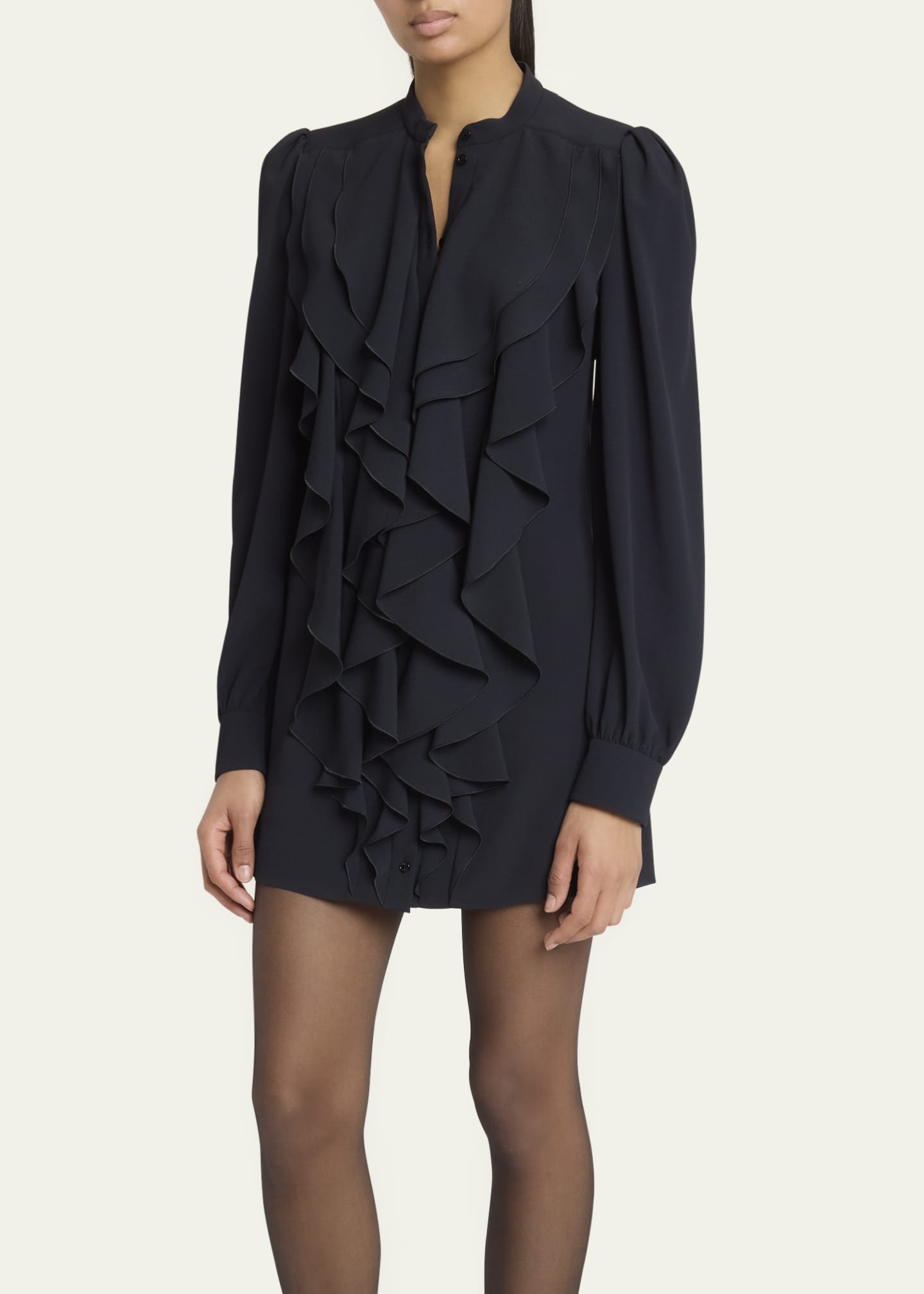 Chloe Ruffle Front Long-Sleeve Mini Dress Image 4 of 5