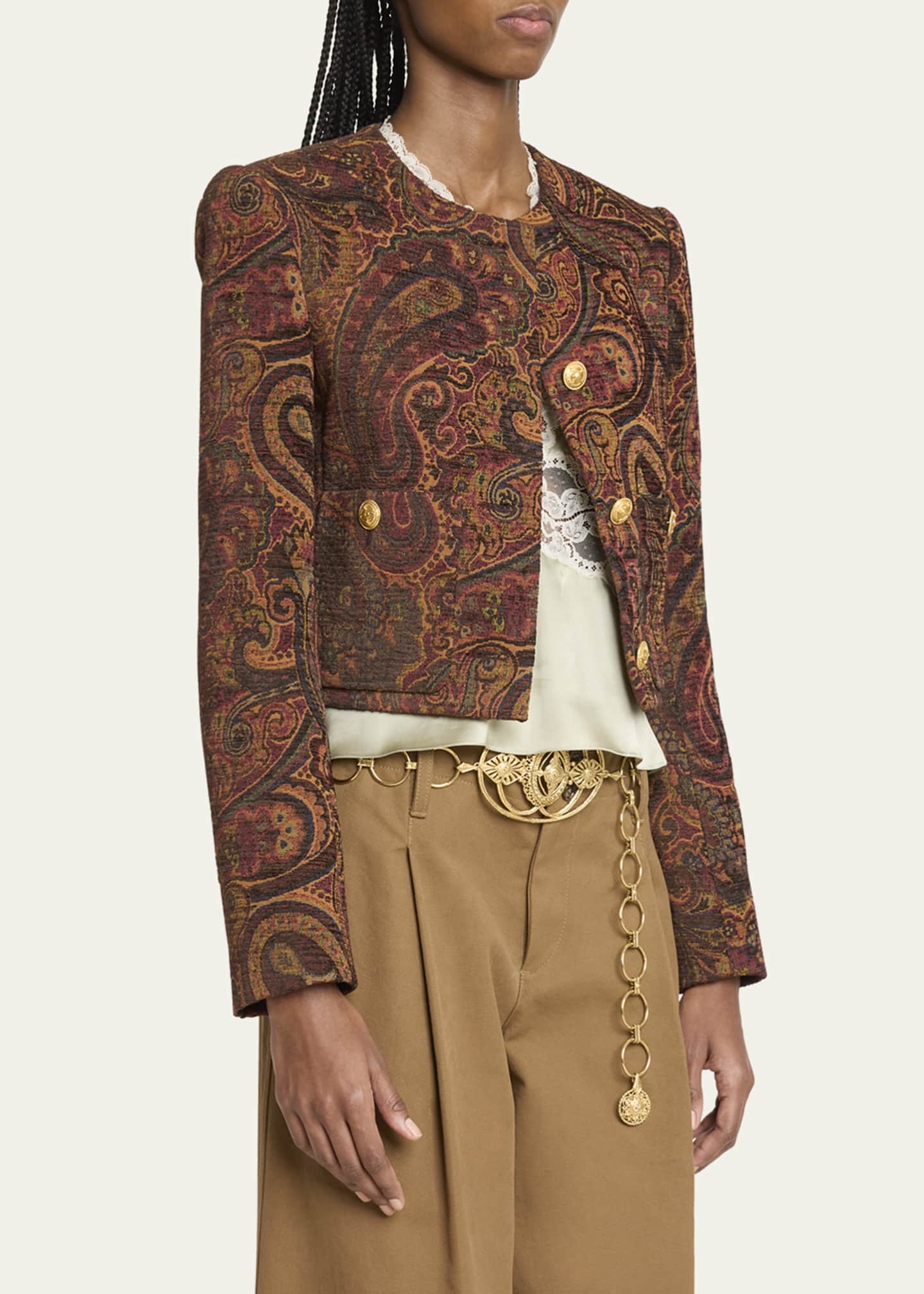 Chloe Paisley Velvet Single-Breasted Jacket Image 4 of 5