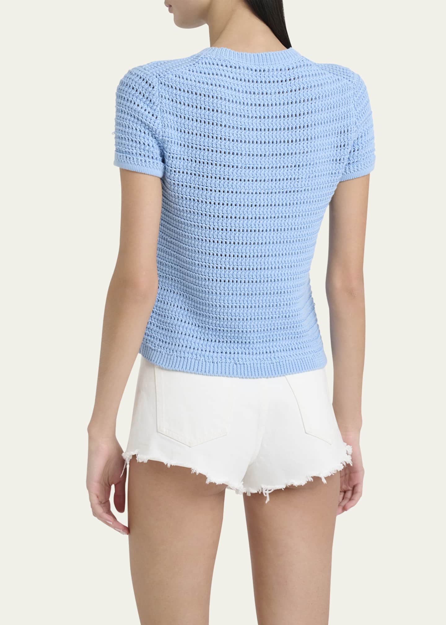 Chloe Open-Knit Logo Embroidered Top Image 3 of 5