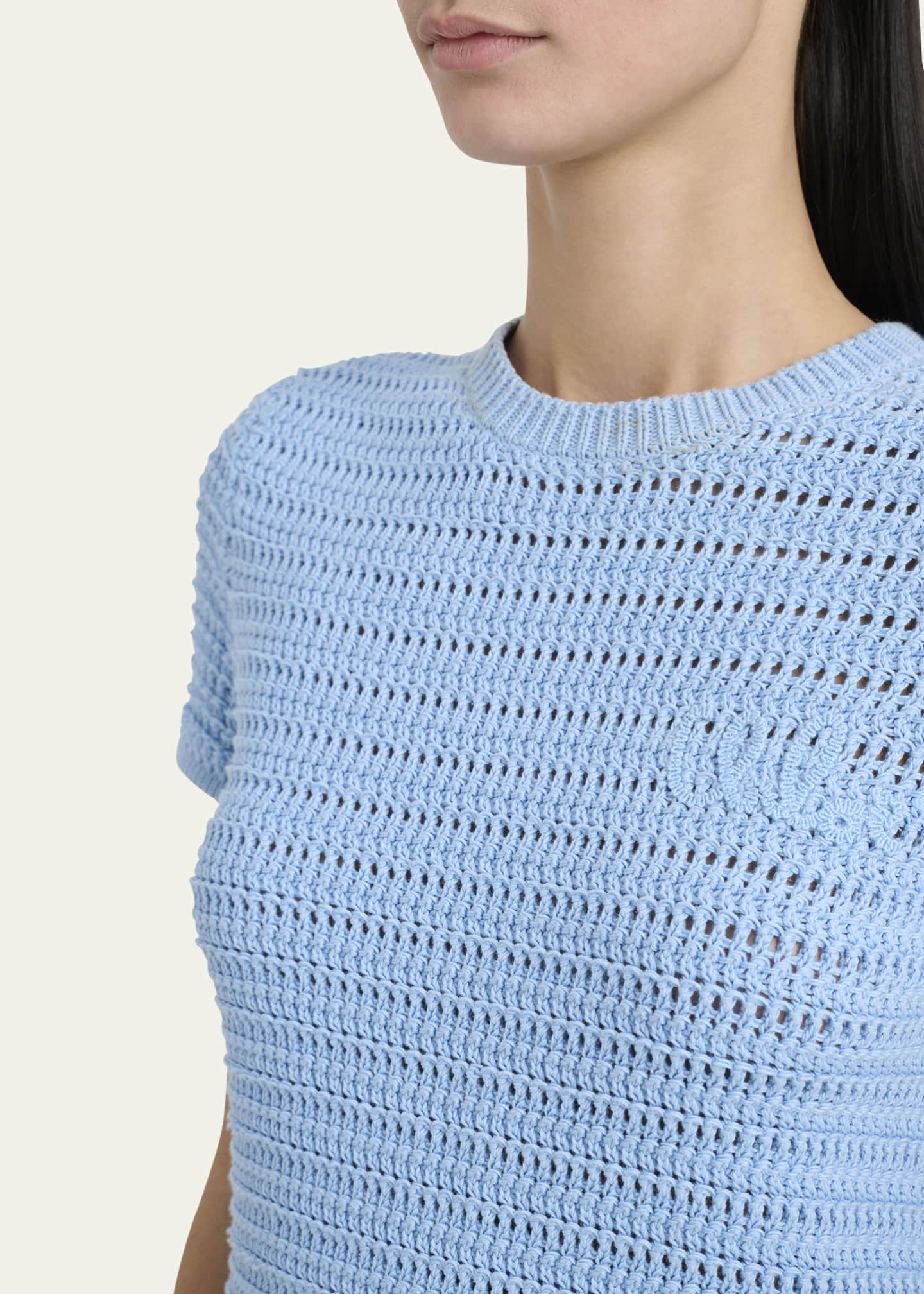 Chloe Open-Knit Logo Embroidered Top Image 5 of 5